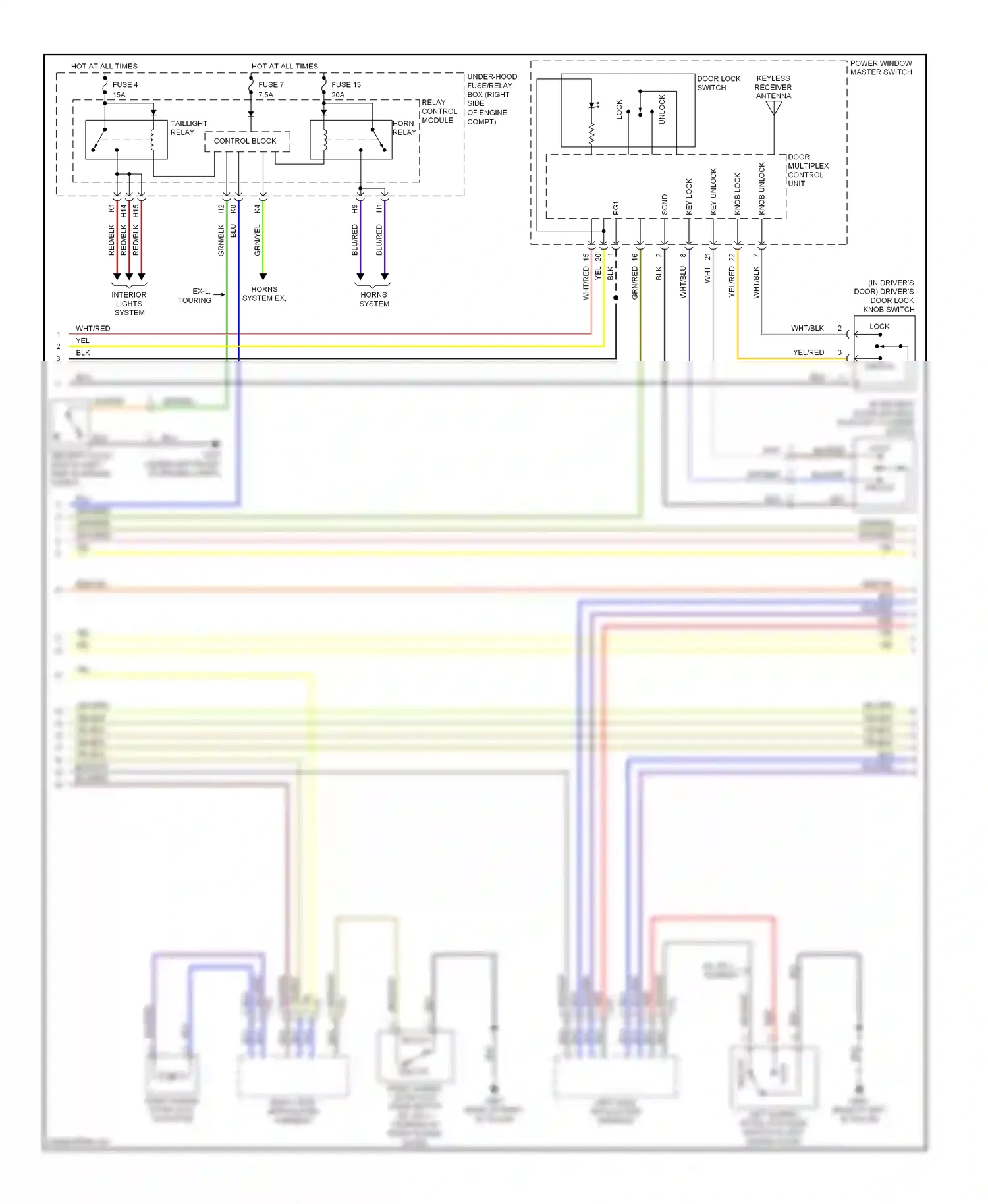 Wiring diagram power window master switch for Honda Odyssey III (2003-2008) (7 of 8)