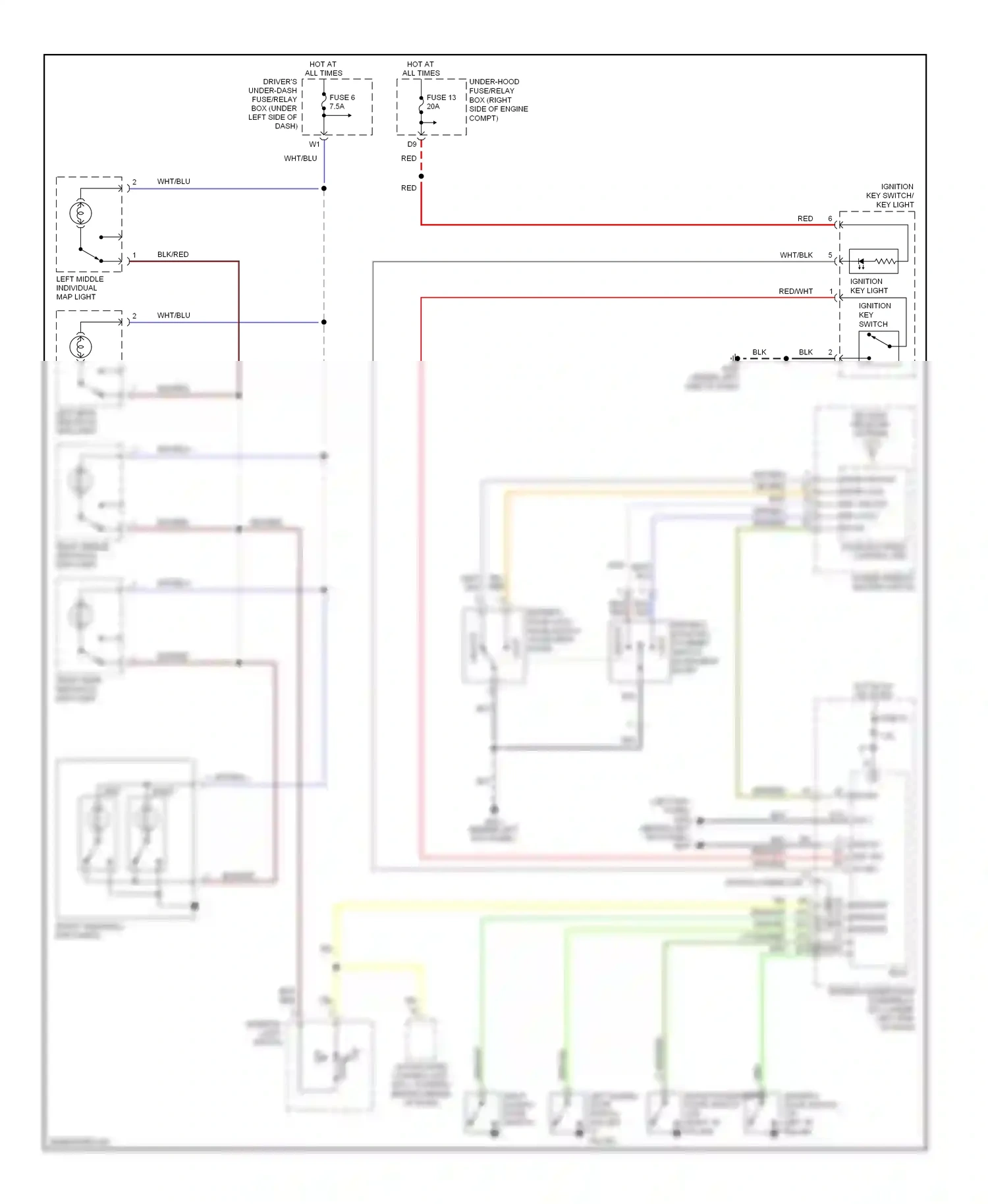 Wiring diagram power window master switch for Honda Odyssey III (2003-2008) (2 of 8)