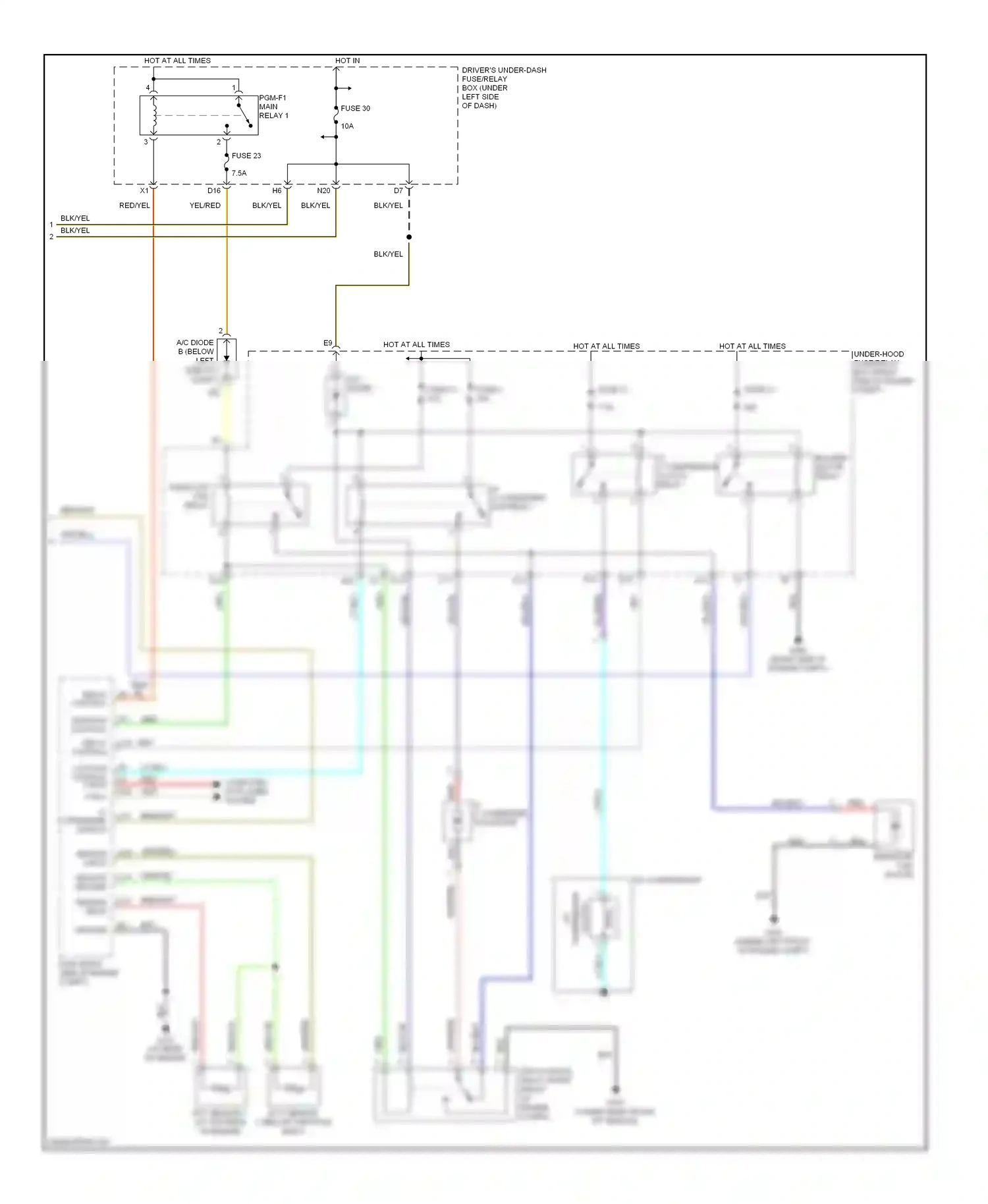 Wiring diagram relay control for Honda Odyssey III (2003-2008) (1 of 3)