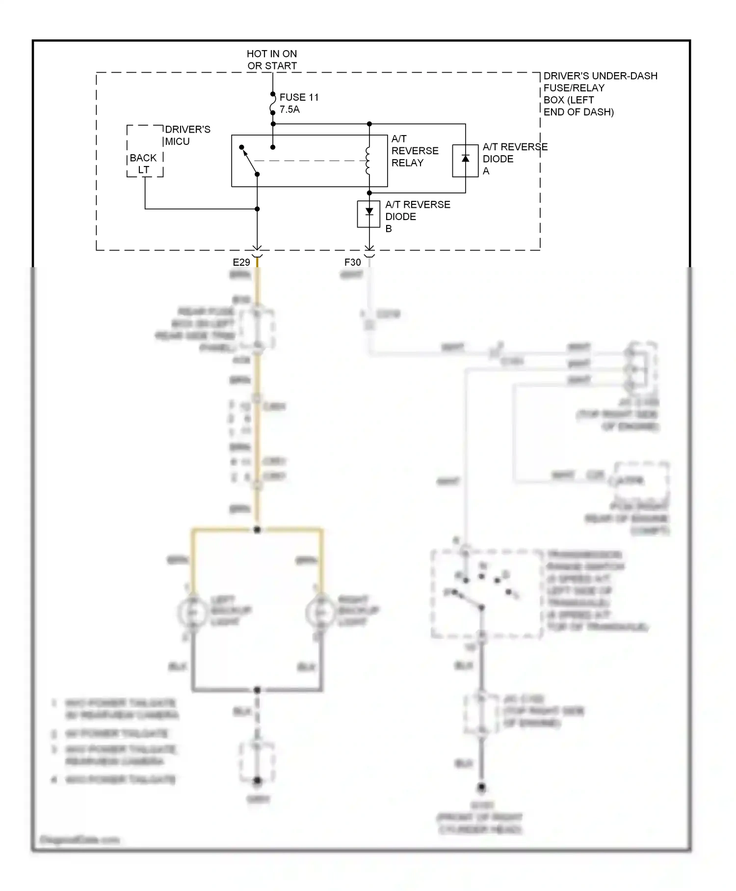 Wiring diagram a/t reverse diode a for Honda Odyssey IV (2008-2013) (2 of 3)