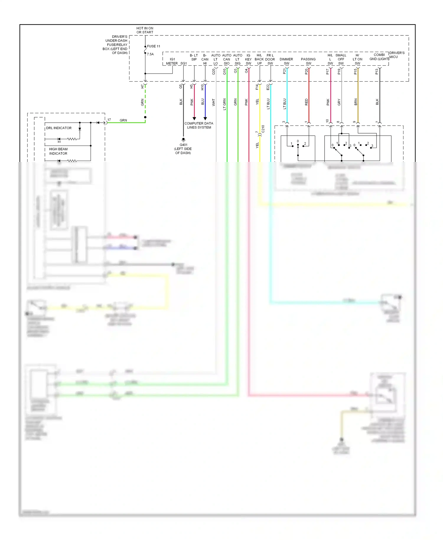 Wiring diagram combination light switch for Honda Odyssey IV (2008-2013) (3 of 5)