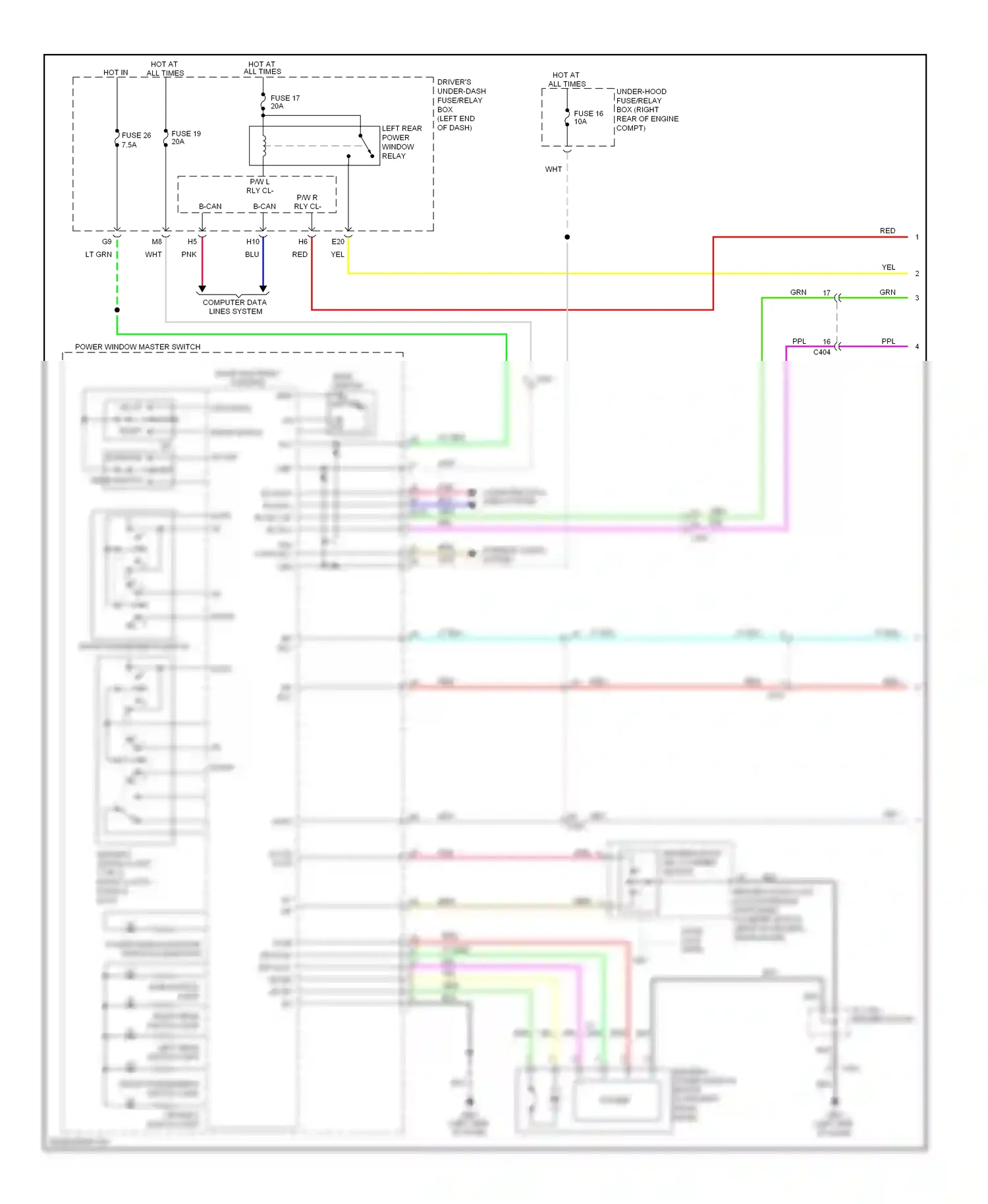 Wiring diagram driver's switch light for Honda Odyssey IV (2008-2013) (1 of 1)