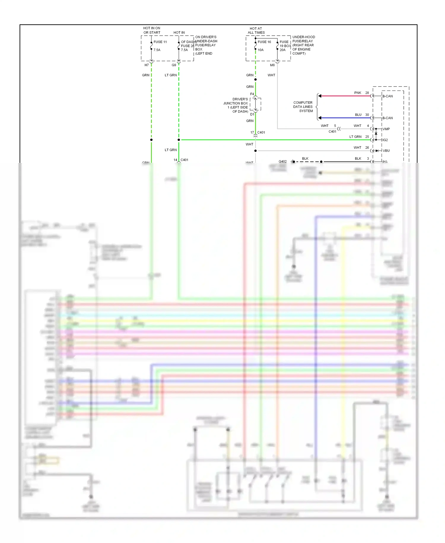Wiring diagram driving position memory switch light for Honda Odyssey IV (2008-2013) (1 of 2)