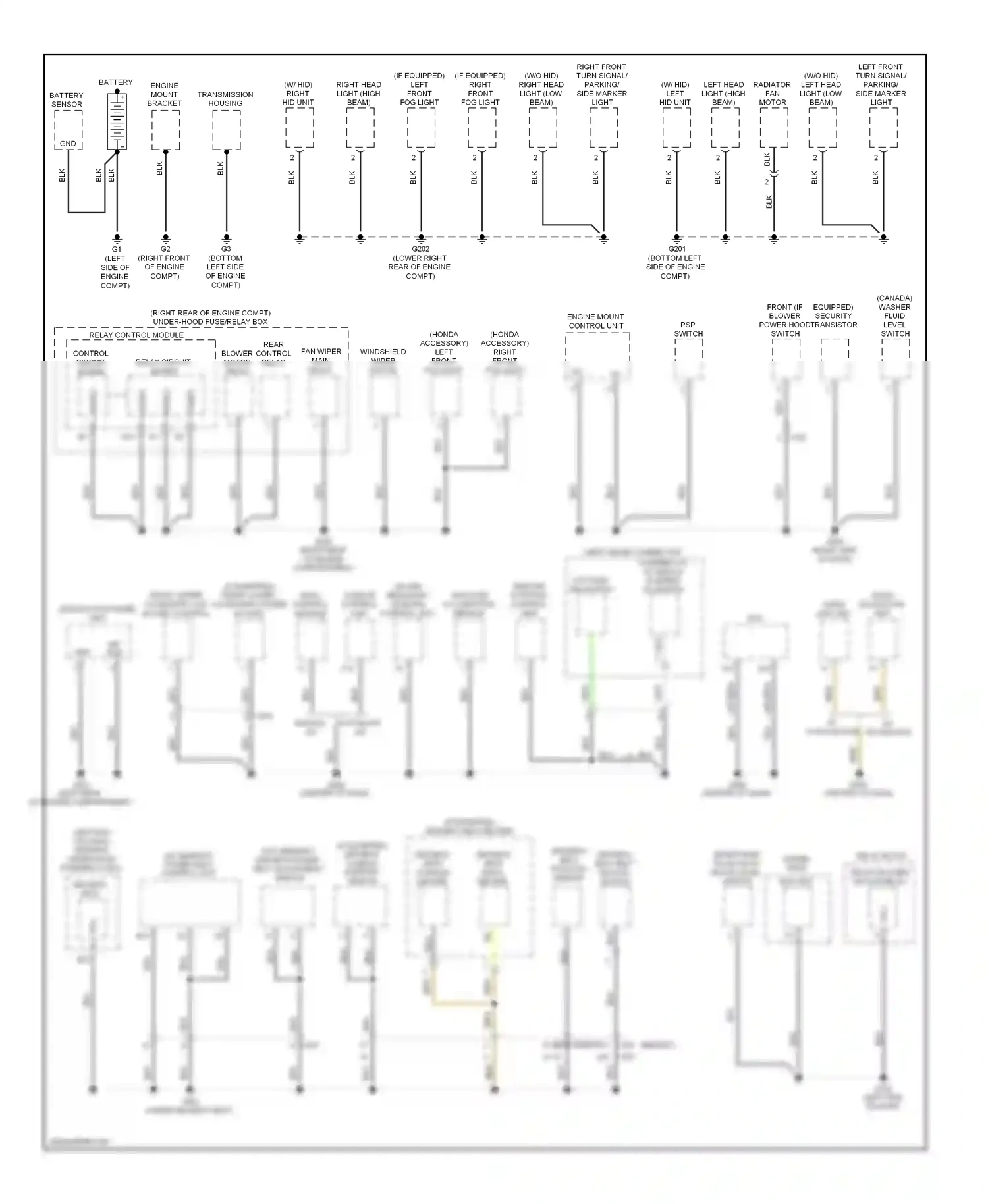 Wiring diagram engine mount control unit for Honda Odyssey IV (2008-2013) (1 of 2)