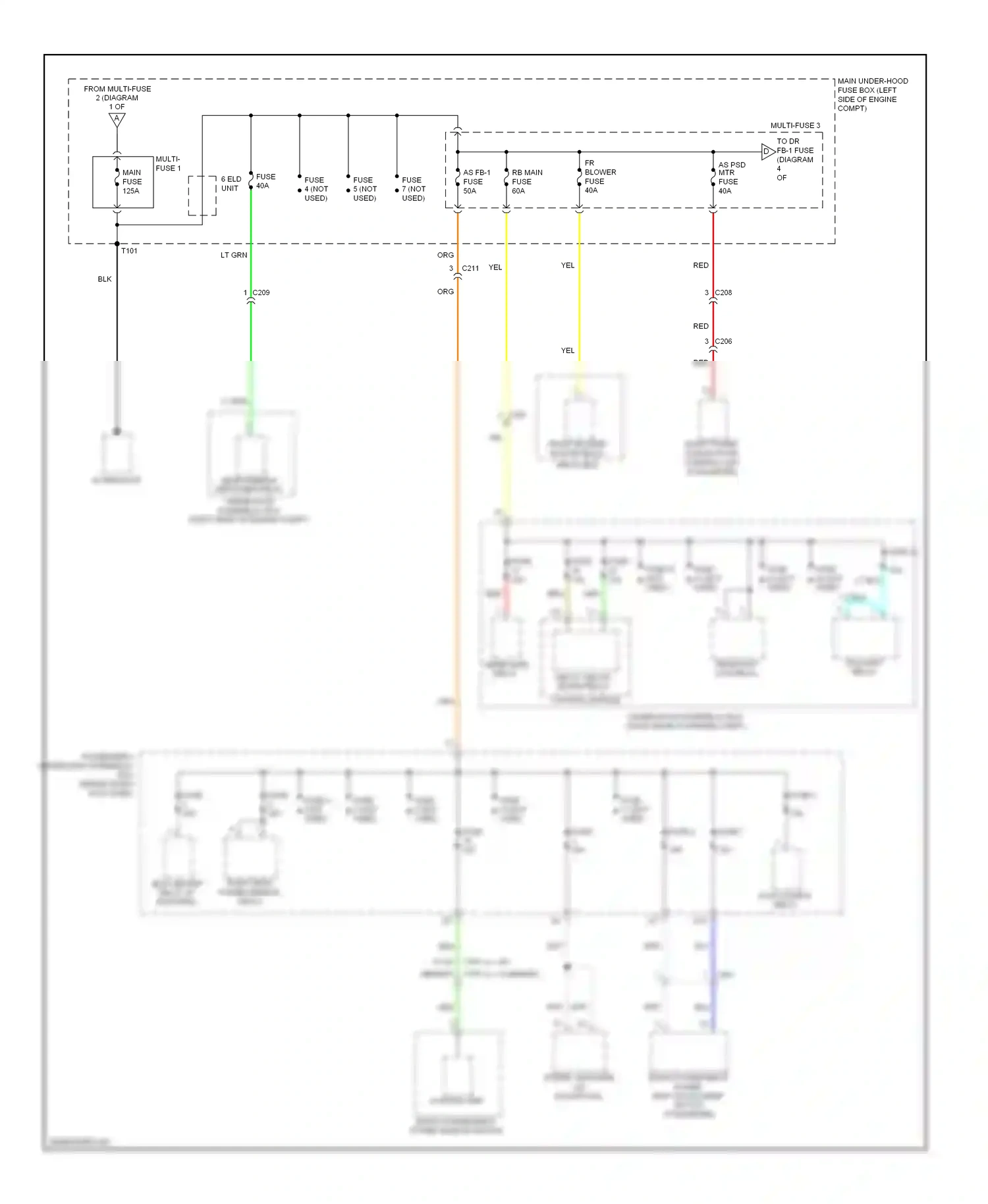 Wiring diagram front passenger's power window switch for Honda Odyssey IV (2008-2013) (2 of 5)