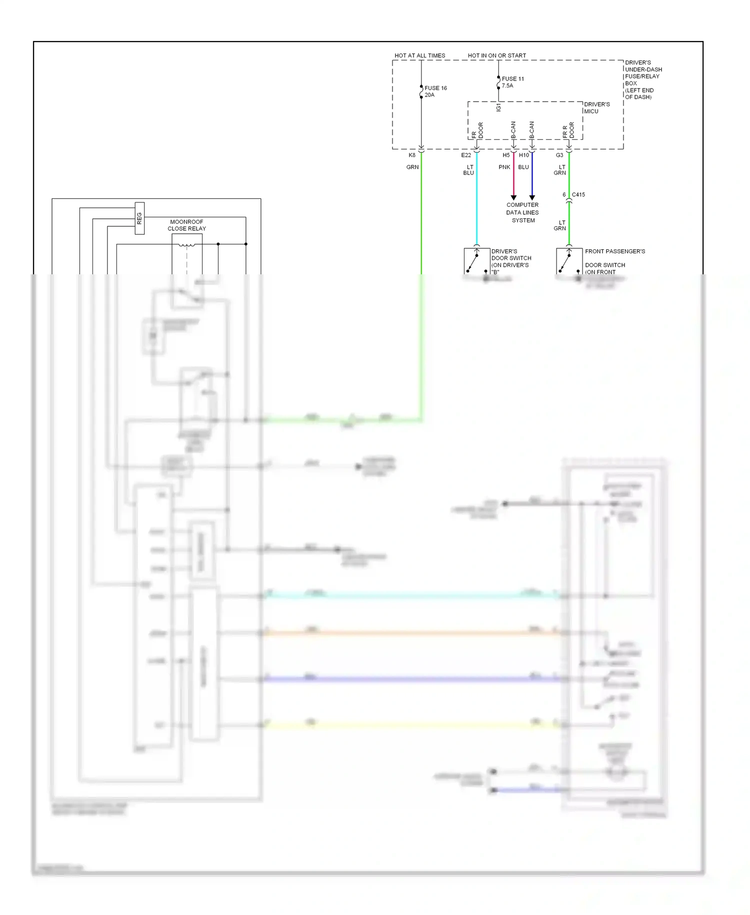 Wiring diagram front passenger's for Honda Odyssey IV (2008-2013) (1 of 2)