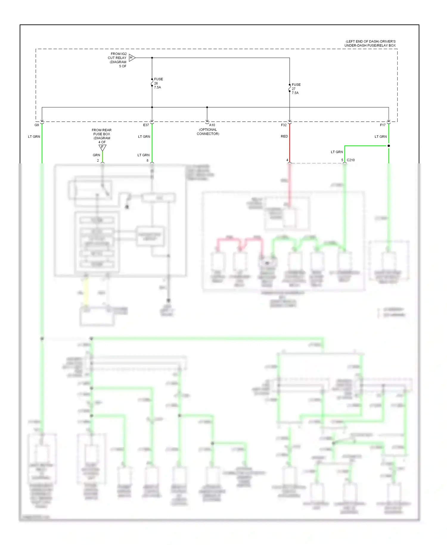 Wiring diagram power mirror switch for Honda Odyssey IV (2008-2013) (3 of 4)