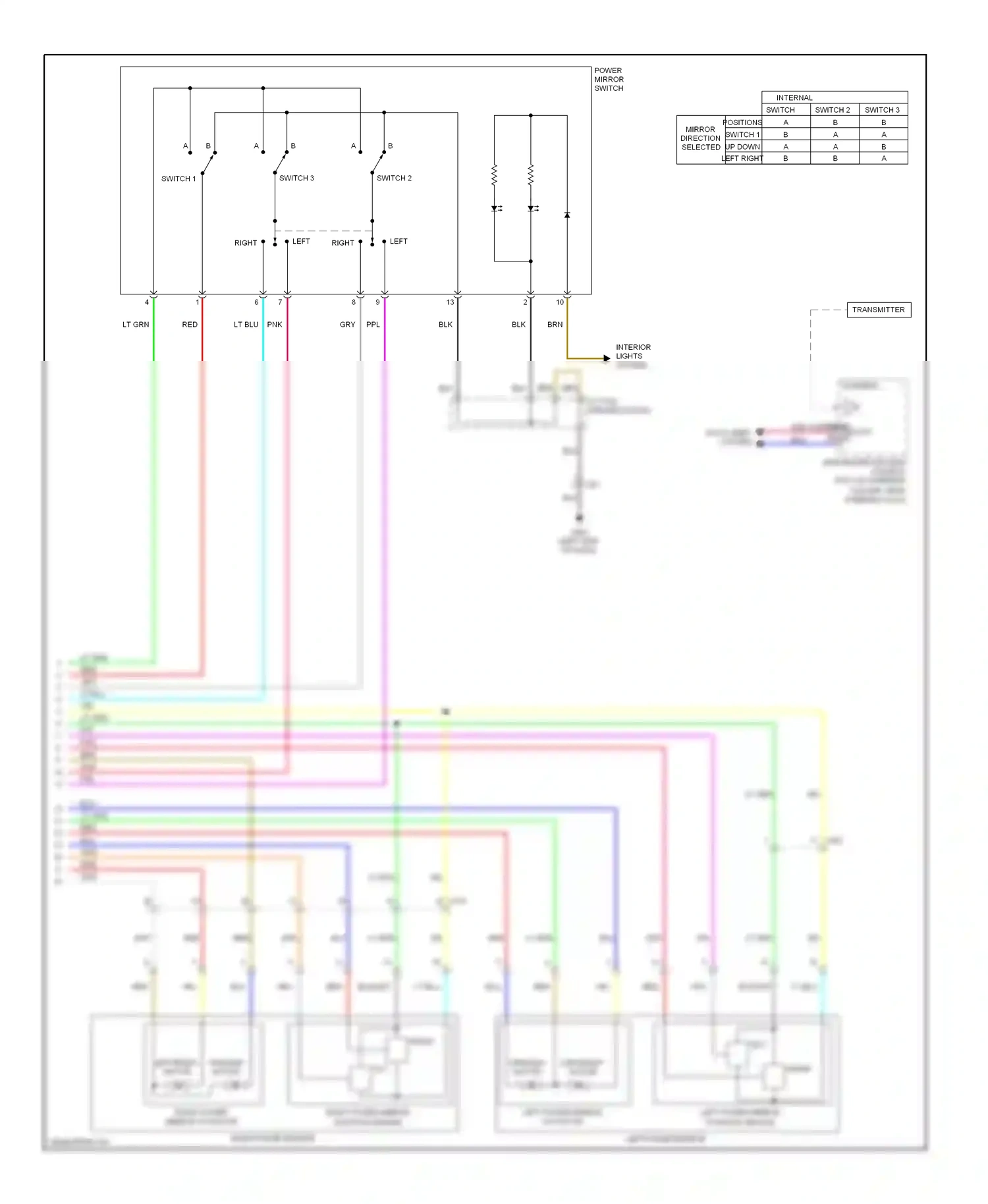 Wiring diagram right power mirror position sensor for Honda Odyssey IV (2008-2013) (1 of 1)