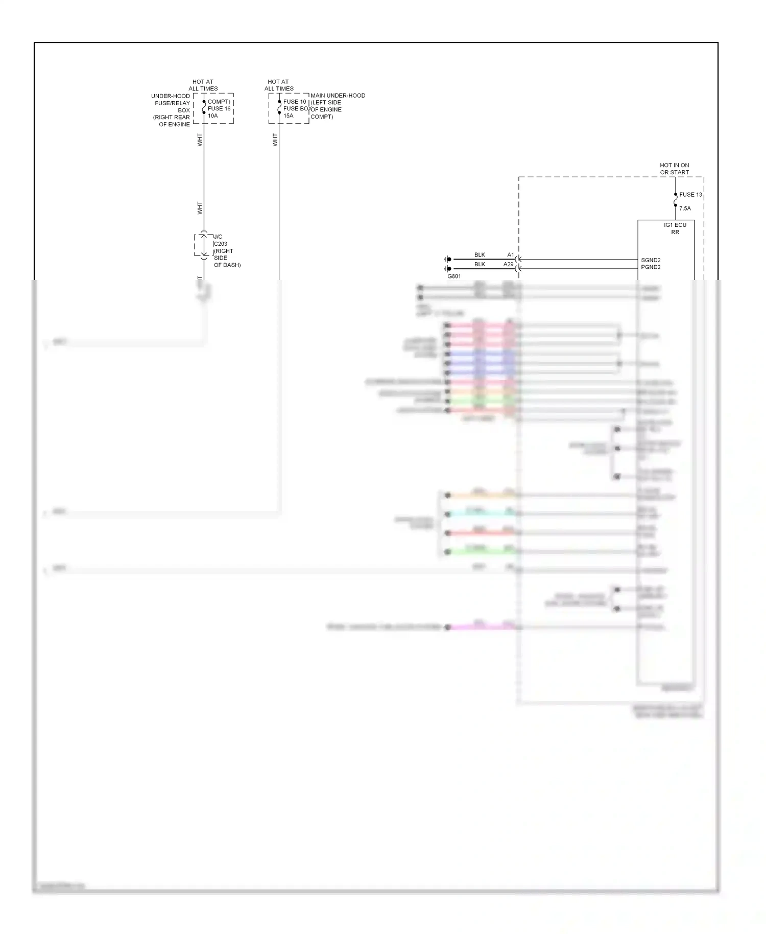 Wiring diagram trunk, tailgate, fuel doors system for Honda Odyssey IV (2008-2013) (3 of 7)