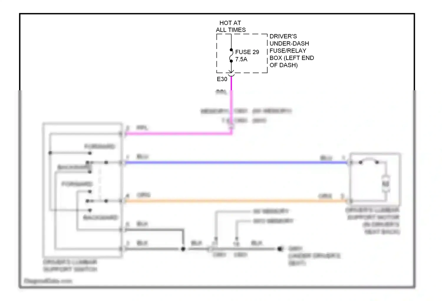 Wiring diagram w/ memory w/o memory for Honda Odyssey IV (2008-2013) (2 of 6)