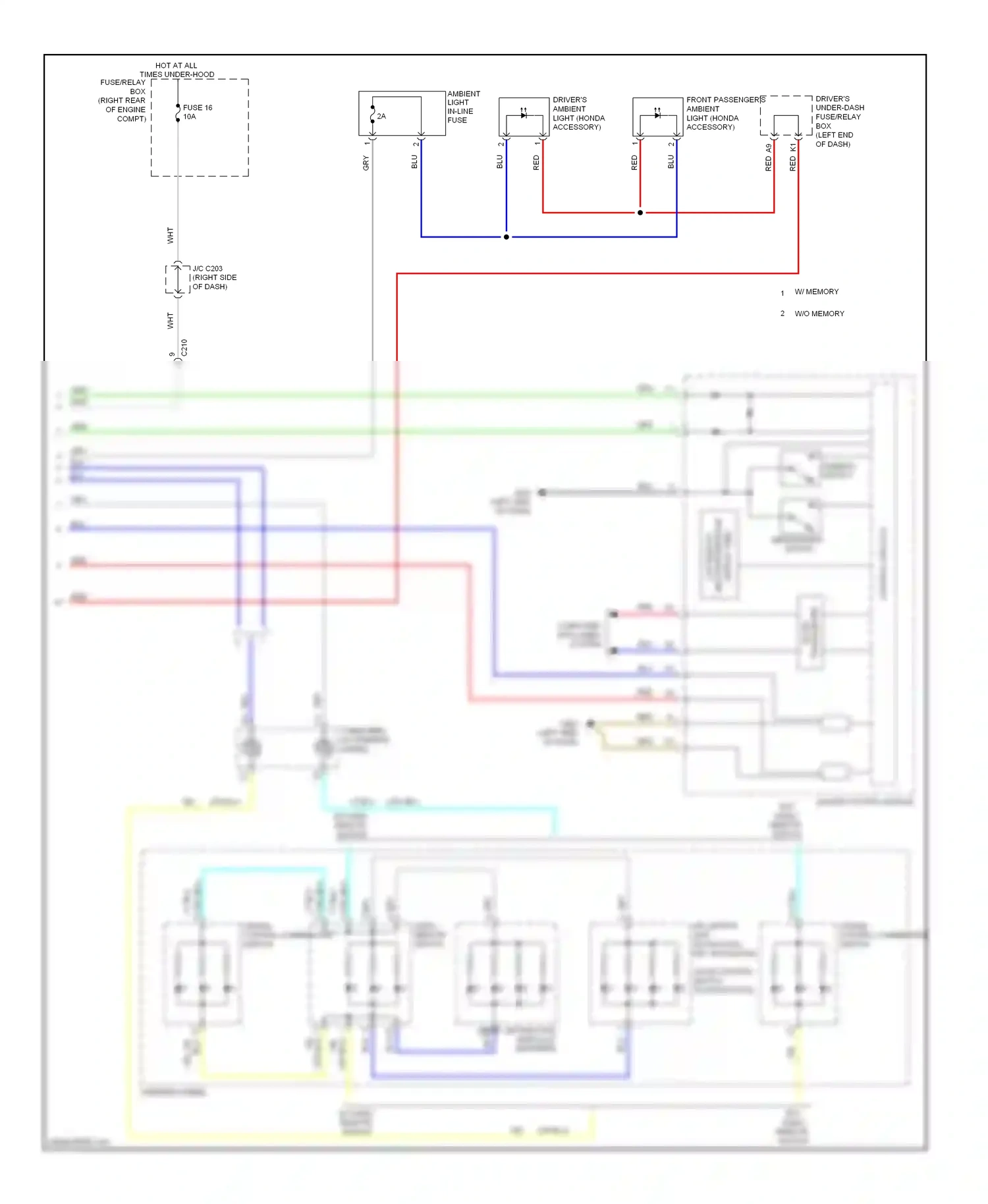 Wiring diagram w/ memory for Honda Odyssey IV (2008-2013) (7 of 20)