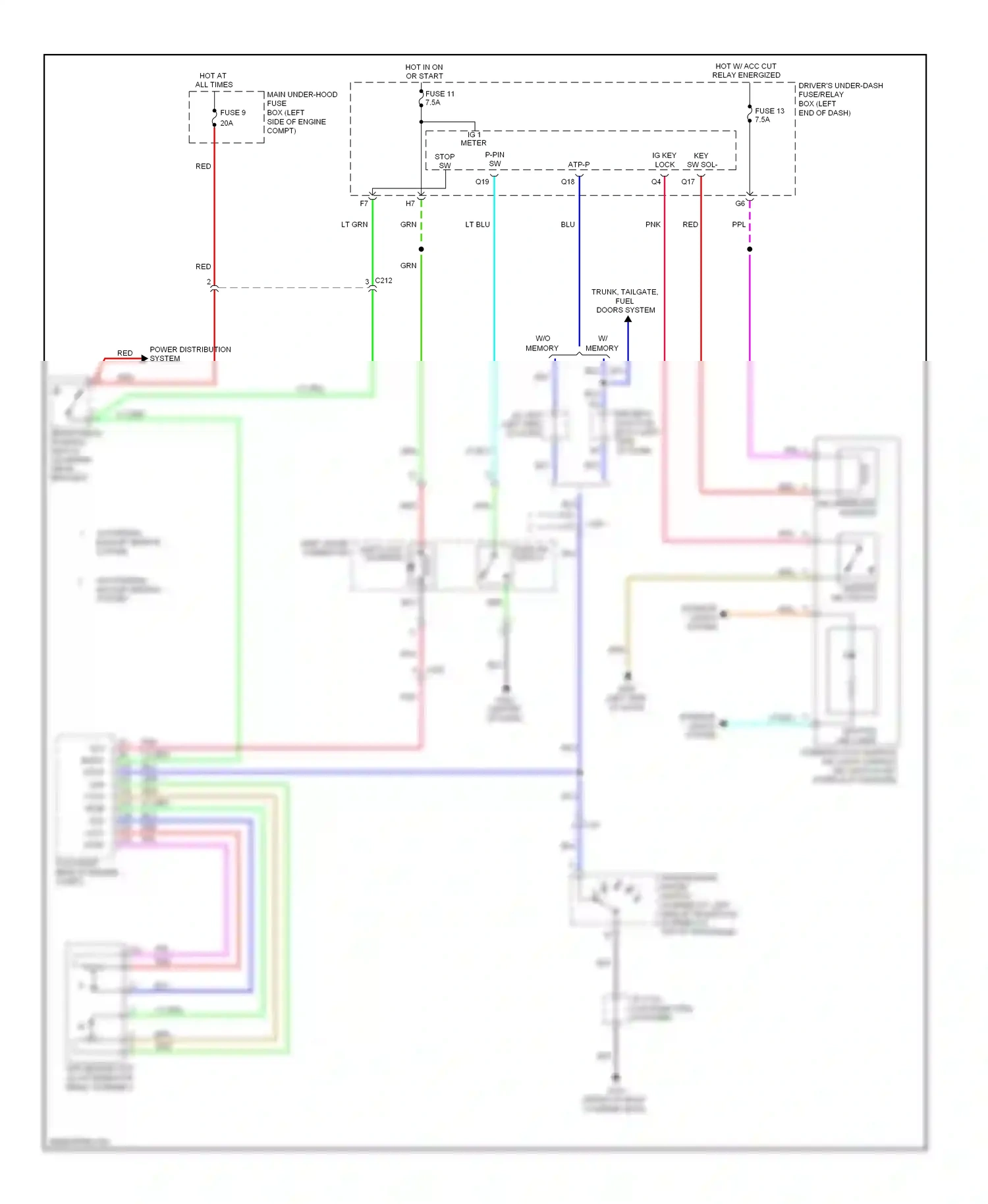 Wiring diagram w/ parking, backup sensor system for Honda Odyssey IV (2008-2013) (14 of 14)