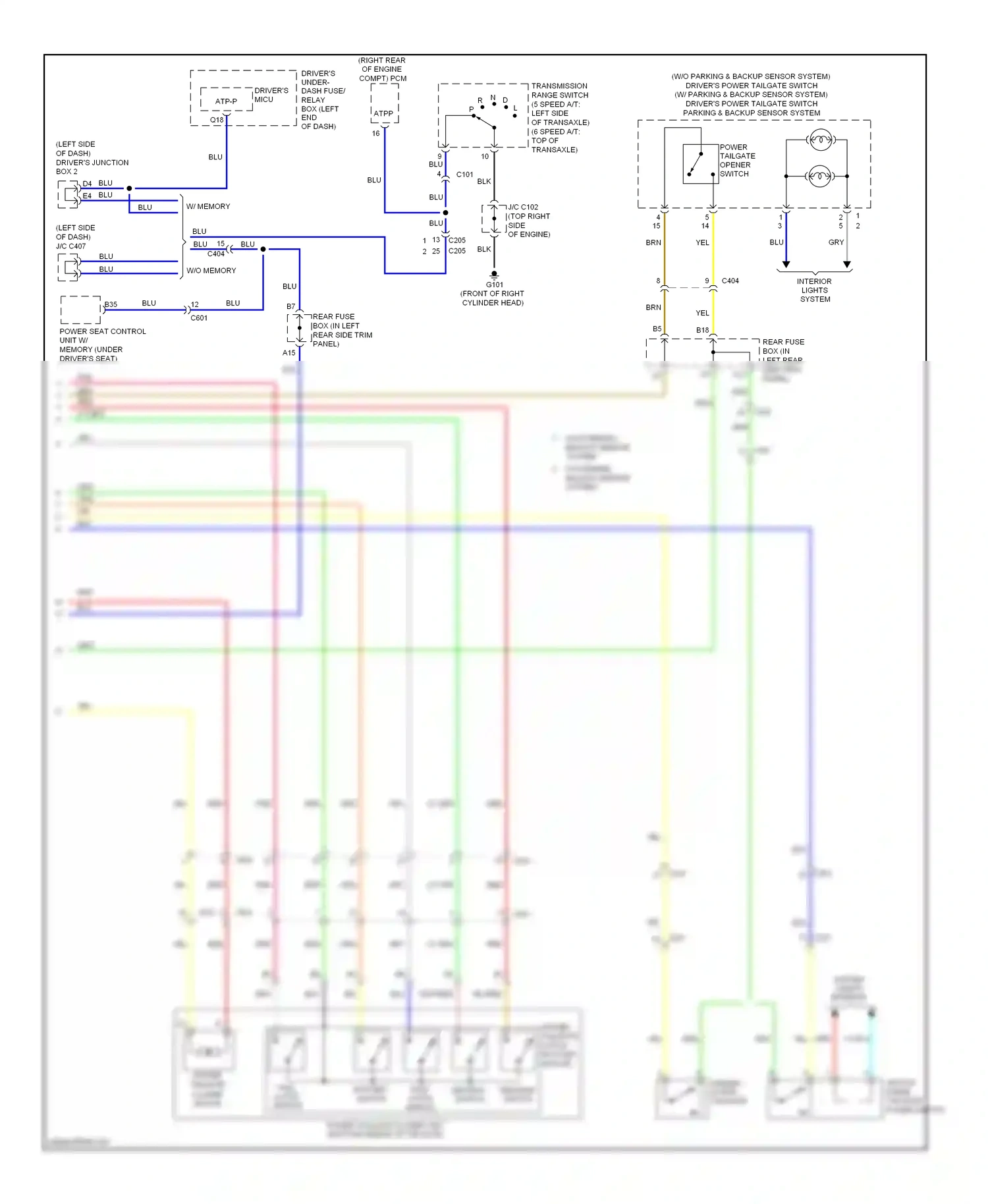 Wiring diagram w/o memory for Honda Odyssey IV (2008-2013) (13 of 18)