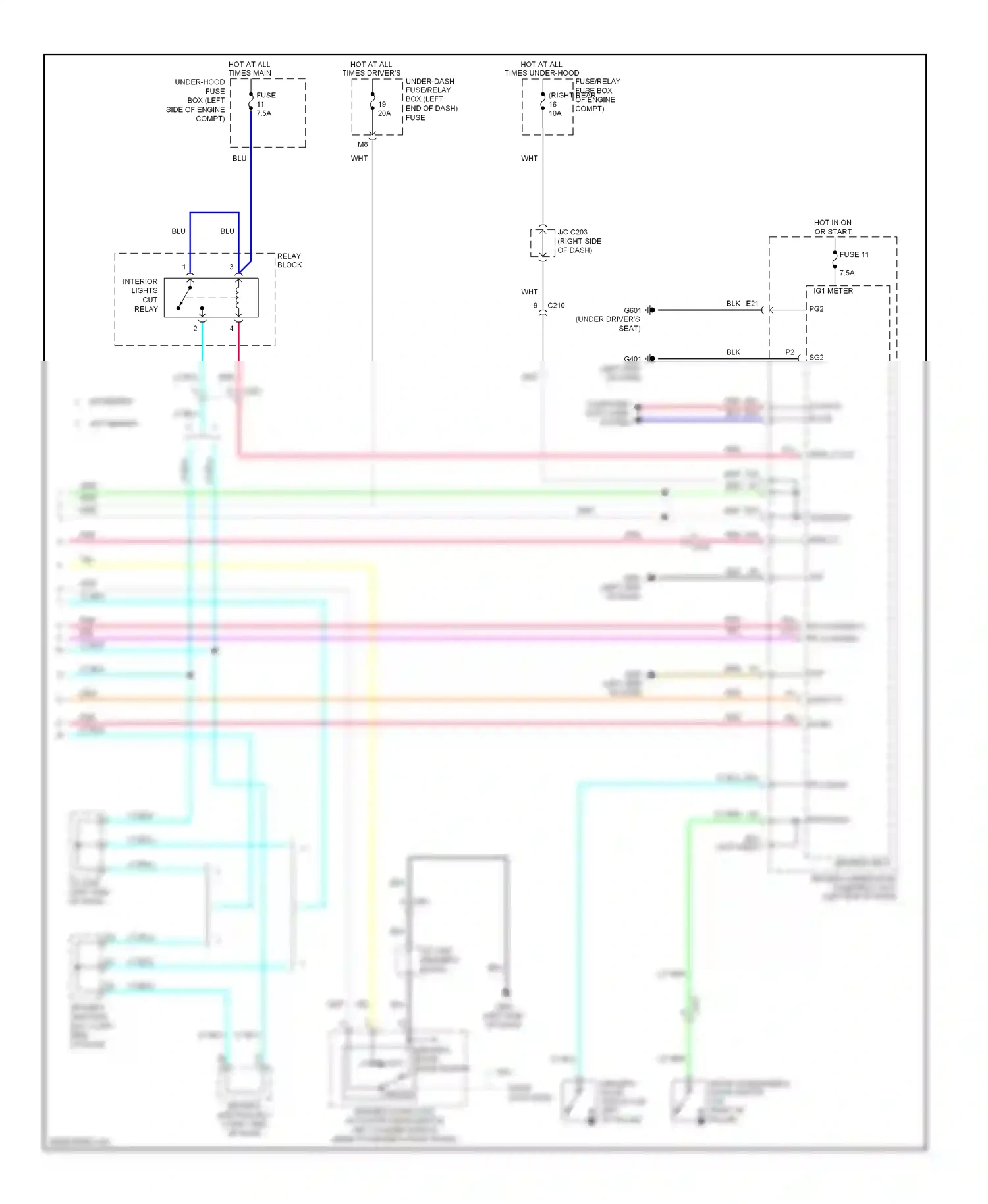 Wiring diagram w/o memory for Honda Odyssey IV (2008-2013) (2 of 18)
