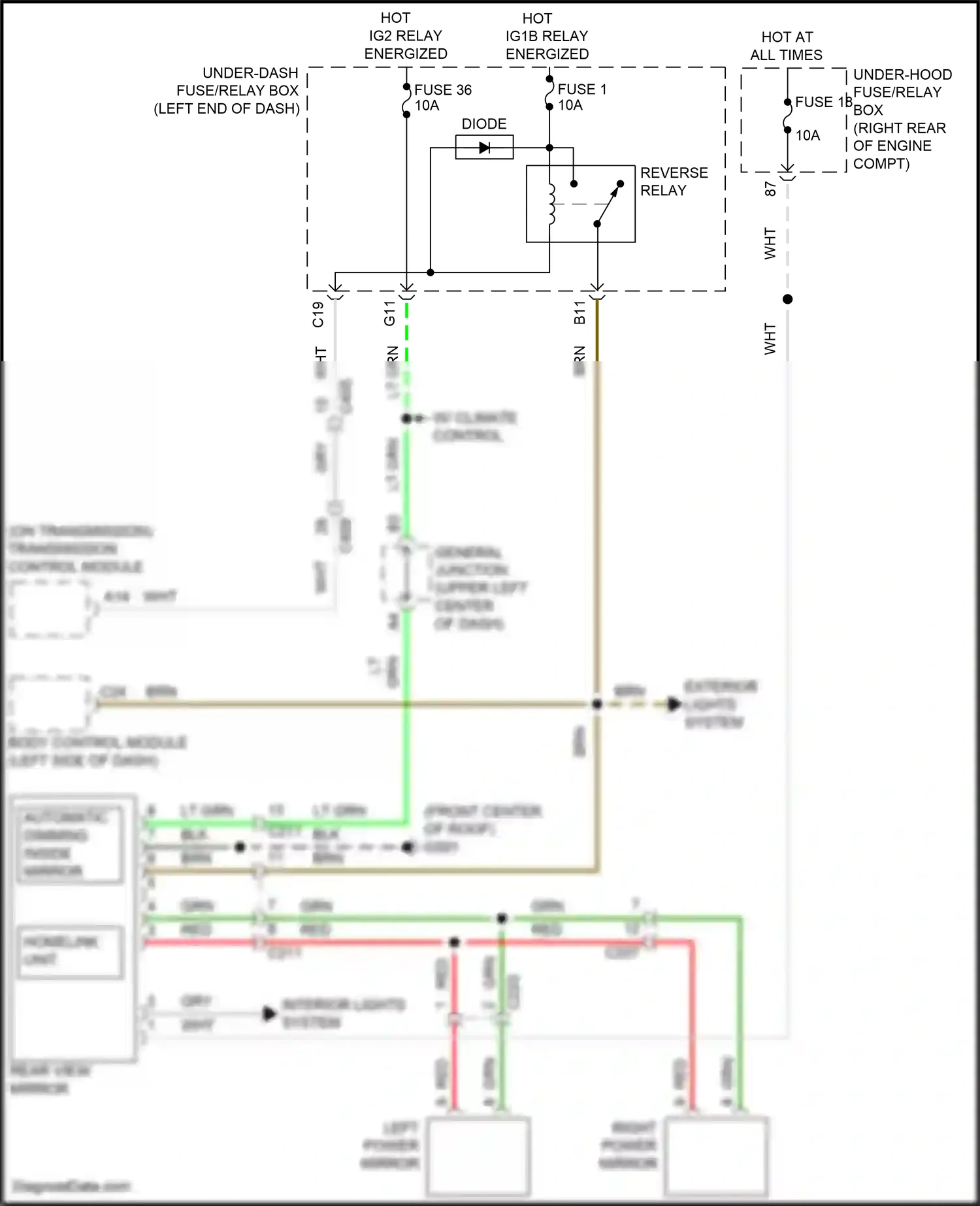 Wiring diagram automatic dimming inside mirror for Honda Odyssey V facelift 2 (2020-2024) (1 of 2)