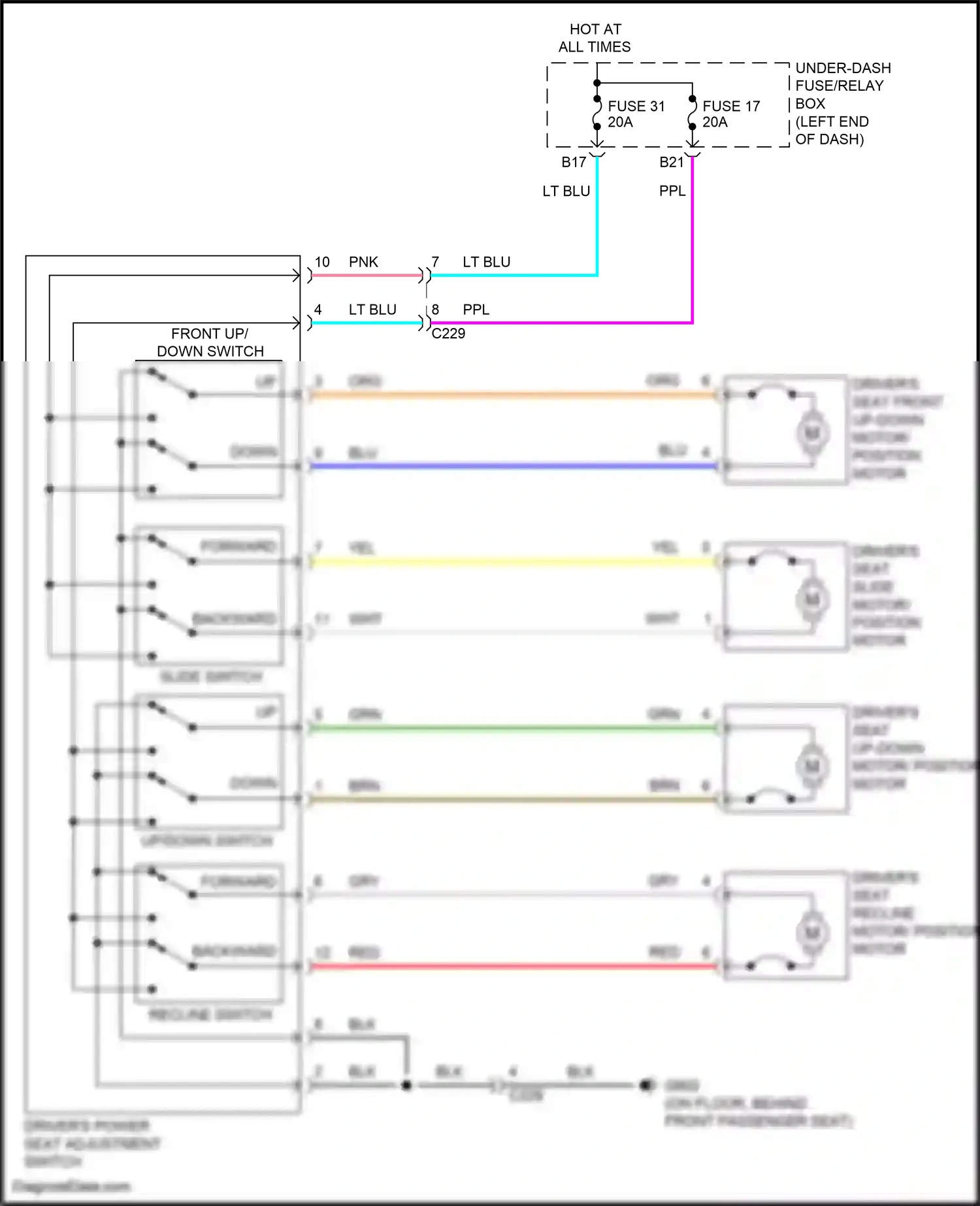 Wiring diagram front up-down switch for Honda Odyssey V facelift 2 (2020-2024) (1 of 1)