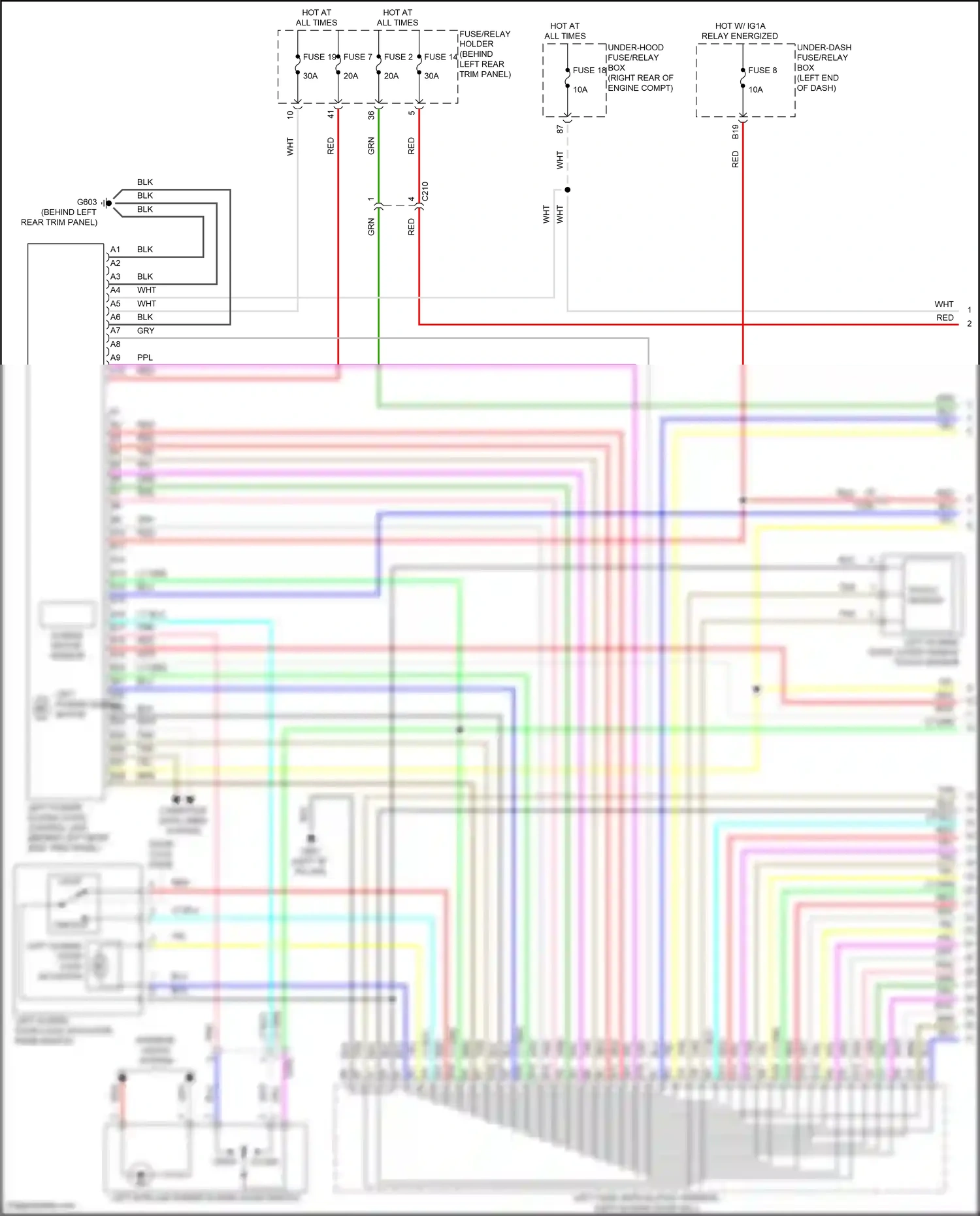 Wiring diagram left sliding door outer handle touch sensor for Honda Odyssey V facelift 2 (2020-2024) (3 of 3)