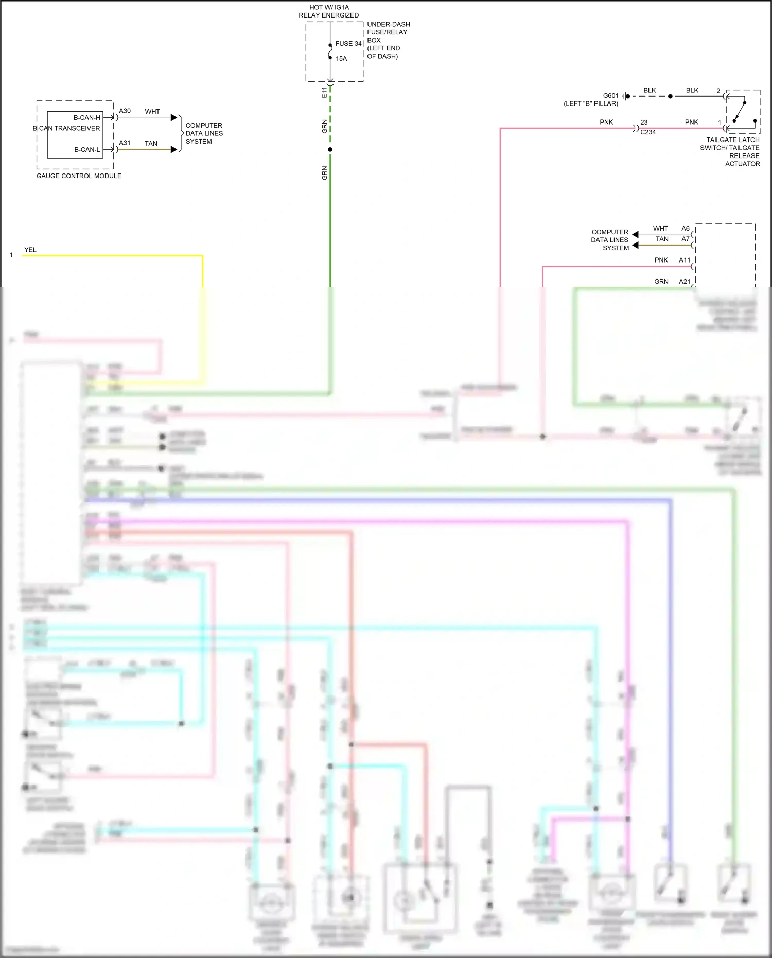 Wiring diagram power tailgate inside switch for Honda Odyssey V facelift 2 (2020-2024) (1 of 2)