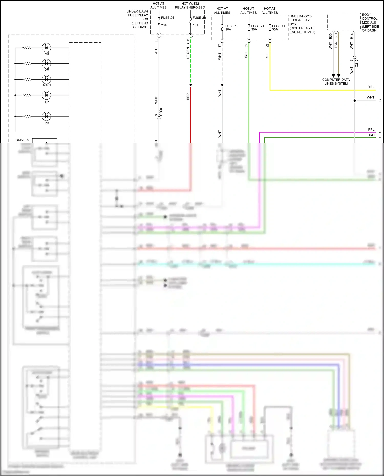 Wiring diagram power window master switch for Honda Odyssey V facelift 2 (2020-2024) (9 of 16)