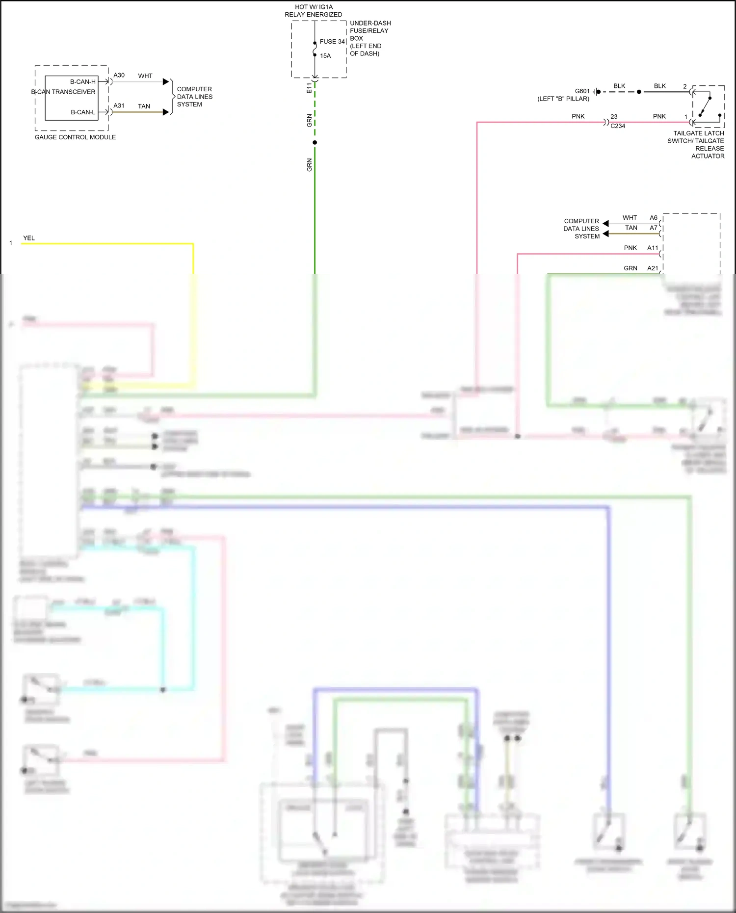 Wiring diagram tailgate latch switch/ tailgate release actuator for Honda Odyssey V facelift 2 (2020-2024) (1 of 5)