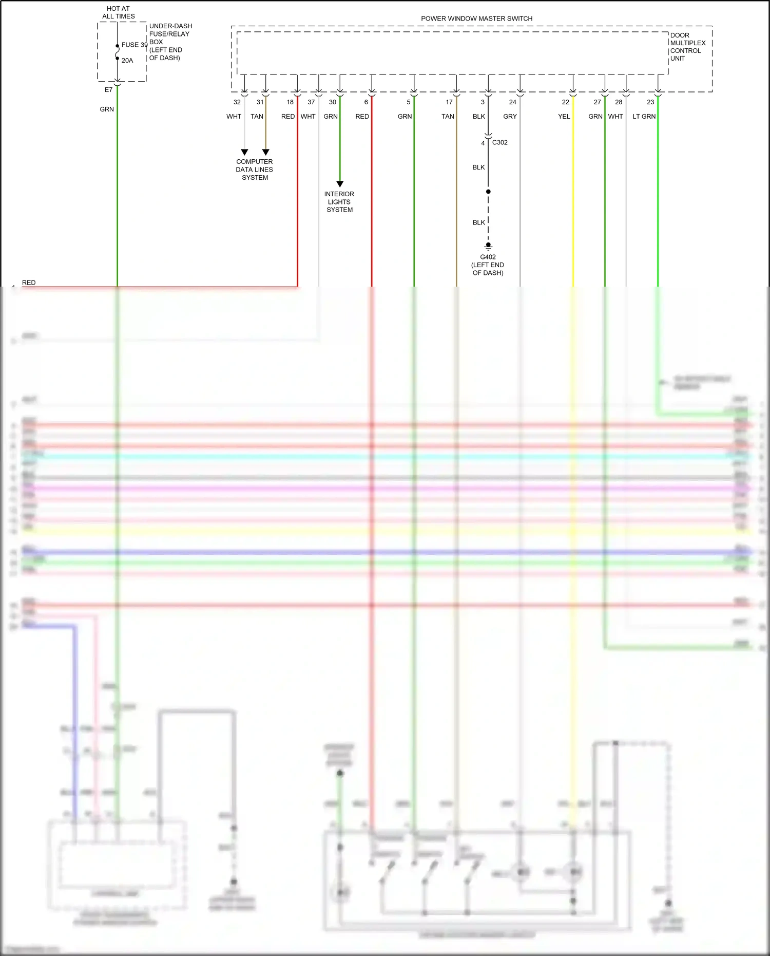 Wiring diagram door multiplex control unit for Honda Odyssey V facelift (2017-2020) (4 of 10)