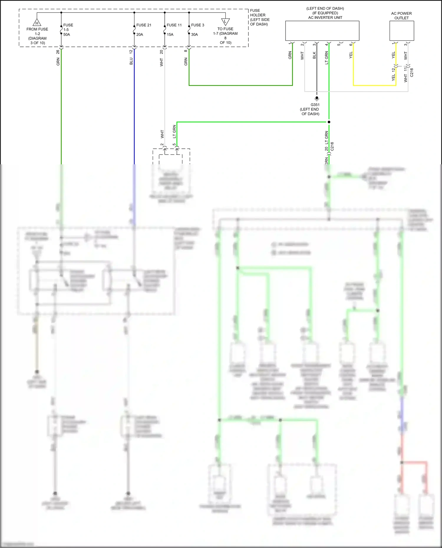 Wiring diagram front accessory power socket relay for Honda Odyssey V facelift (2017-2020) (2 of 2)