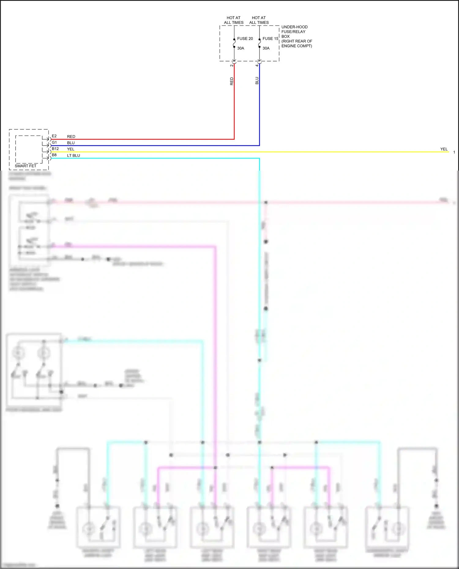 Wiring diagram front individual map light for Honda Odyssey V facelift (2017-2020) (1 of 3)