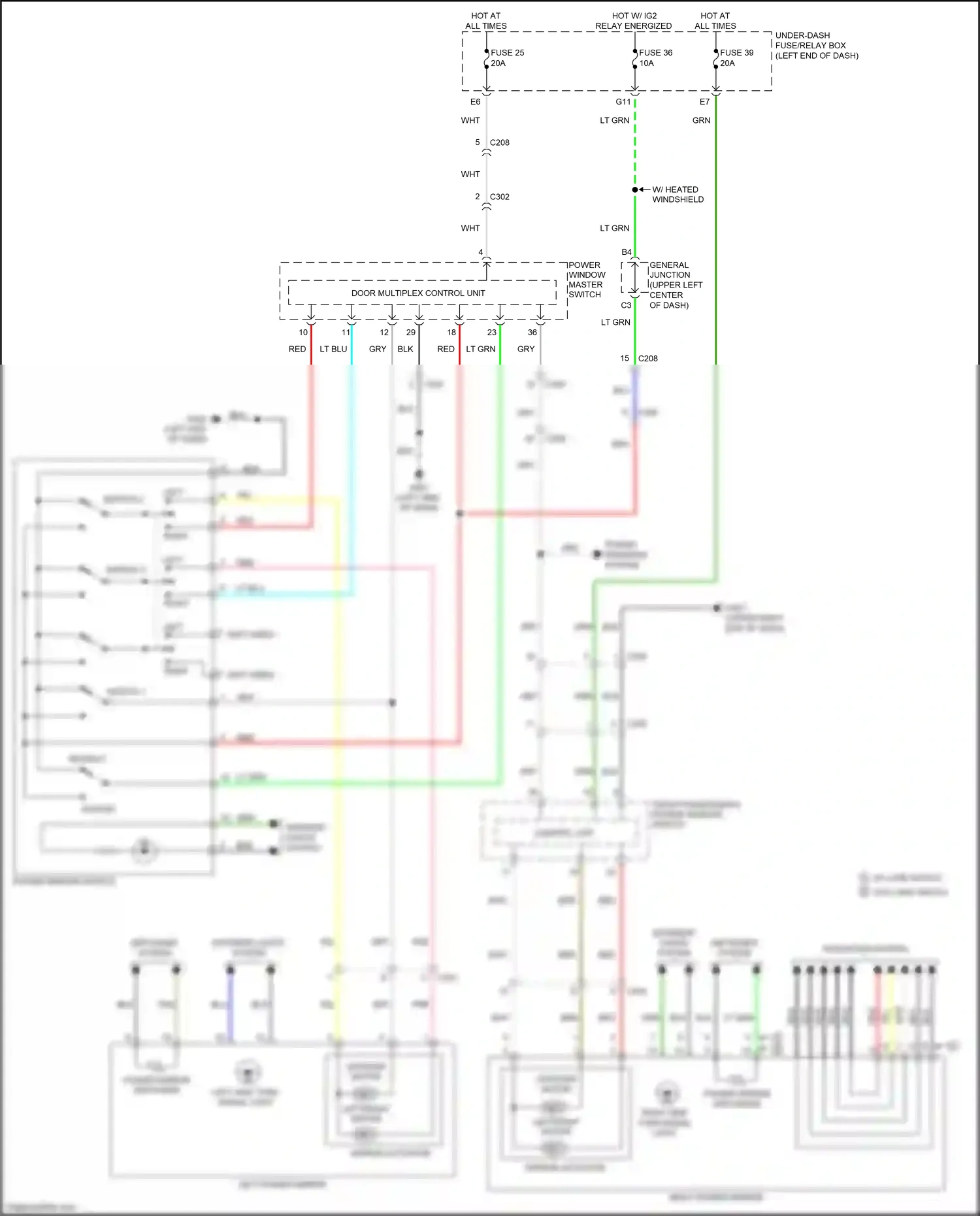 Wiring diagram front passenger's power window switch for Honda Odyssey V facelift (2017-2020) (7 of 9)