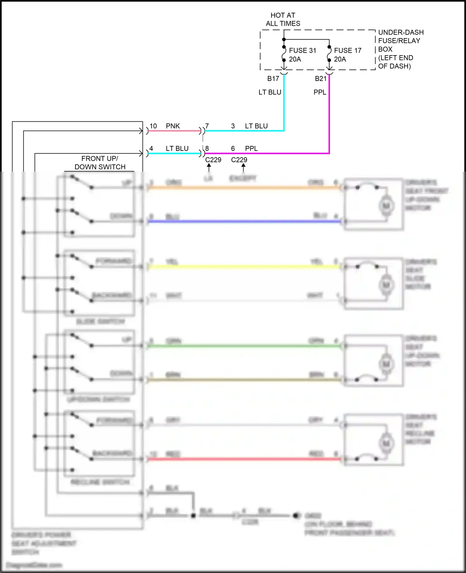 Wiring diagram front up-down switch for Honda Odyssey V facelift (2017-2020) (1 of 1)