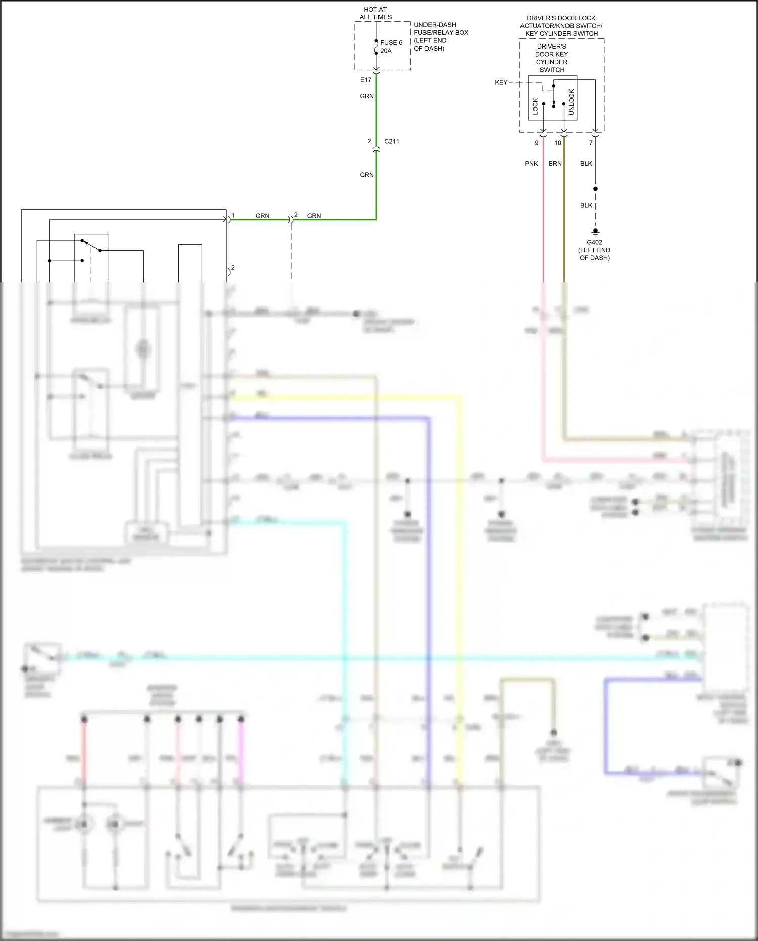 Wiring diagram power windows system for Honda Odyssey V facelift (2017-2020) (3 of 3)