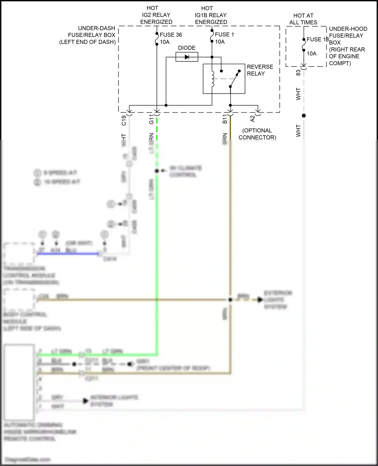 Wiring diagram reverse relay for Honda Odyssey V facelift (2017-2020) (1 of 4)