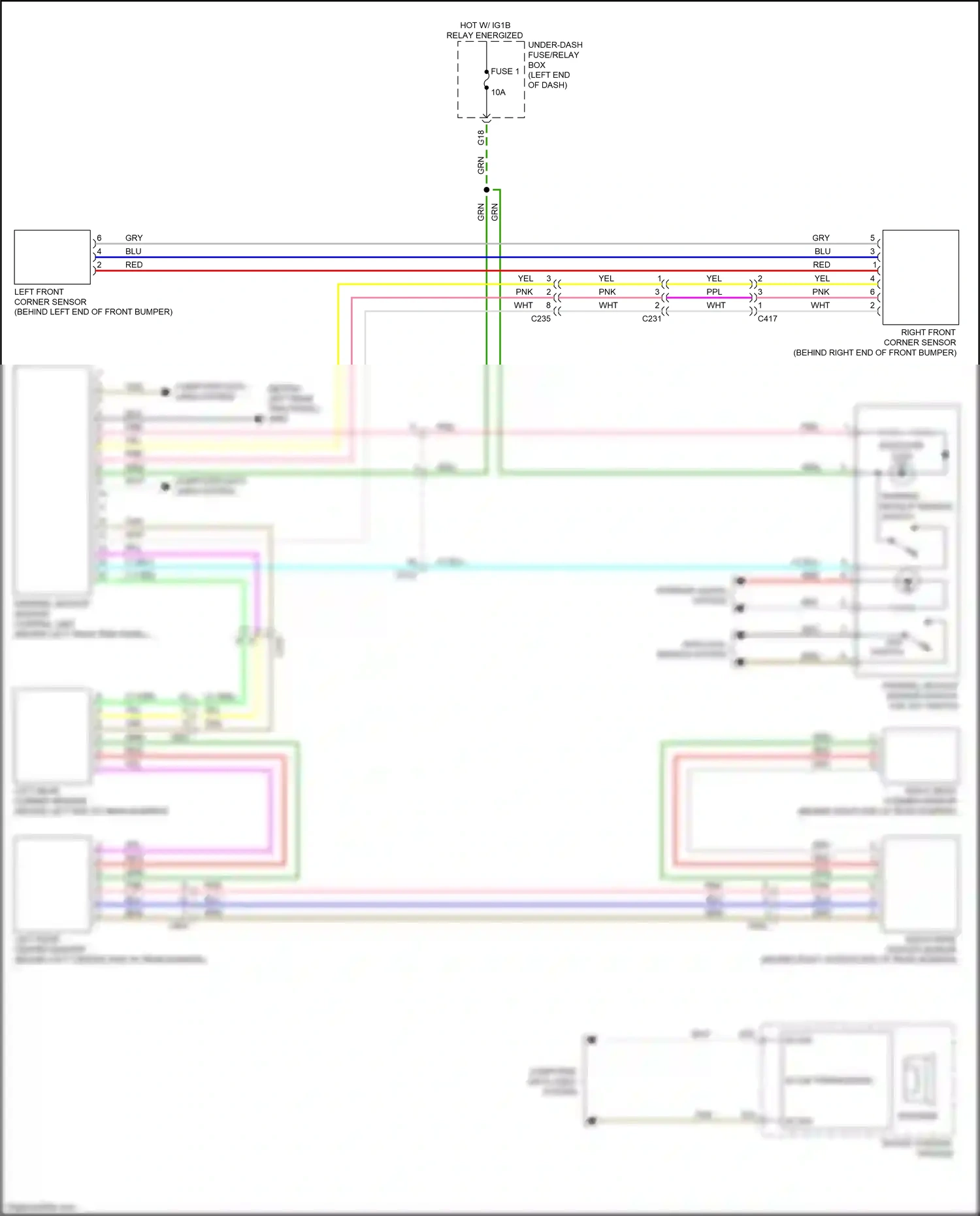 Wiring diagram right rear corner sensor for Honda Odyssey V facelift (2017-2020) (1 of 1)