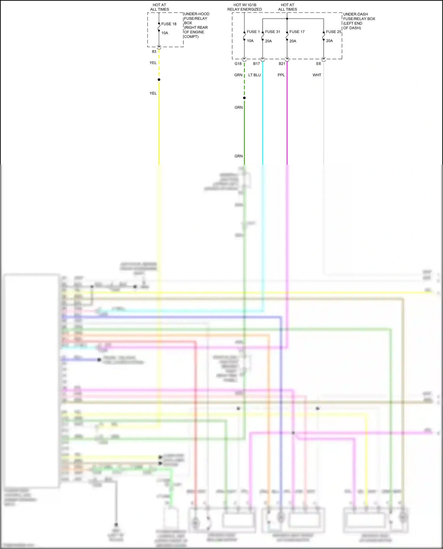 Wiring diagram trunk, tailgate, fuel doors system for Honda Odyssey V facelift (2017-2020) (3 of 3)
