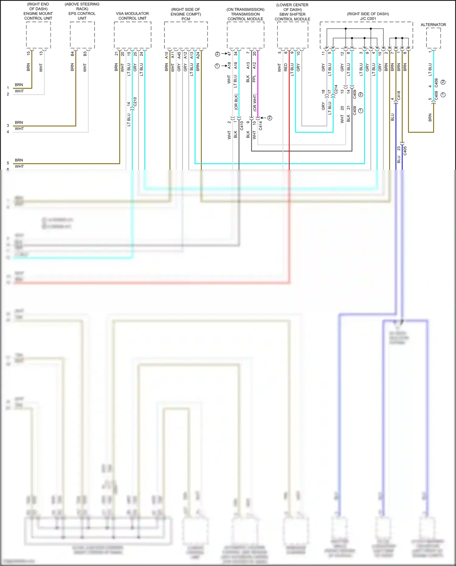 Wiring diagram vsa modulator control unit for Honda Odyssey V facelift (2017-2020) (2 of 8)