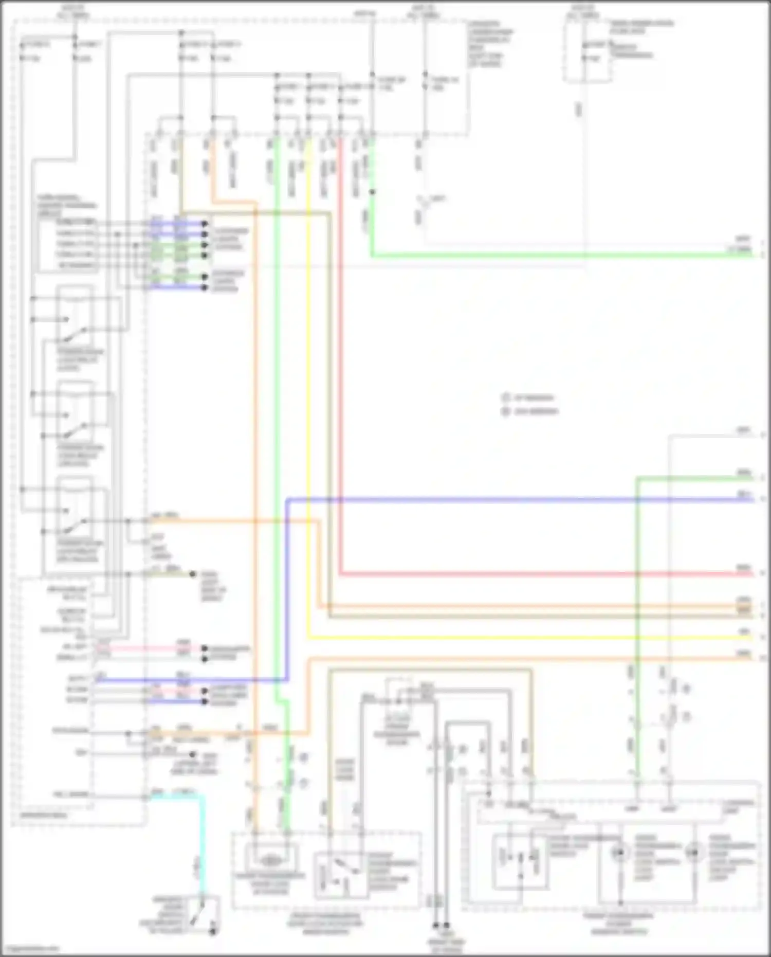 Wiring diagram front passenger's door lock actuator/ knob switch for Honda Odyssey V (2013-2017) (1 of 3)