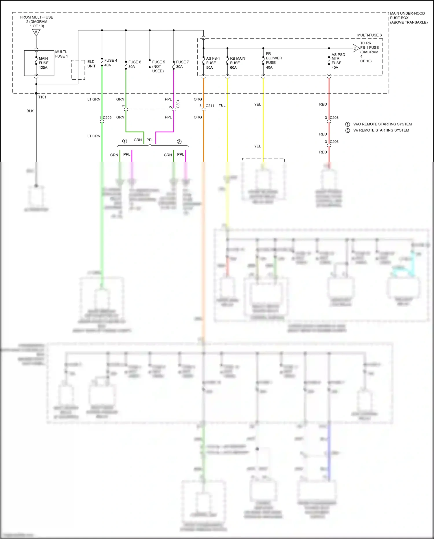 Honda Odyssey V (2013-2017) headlight low relay wiring diagram  (2 of 2)