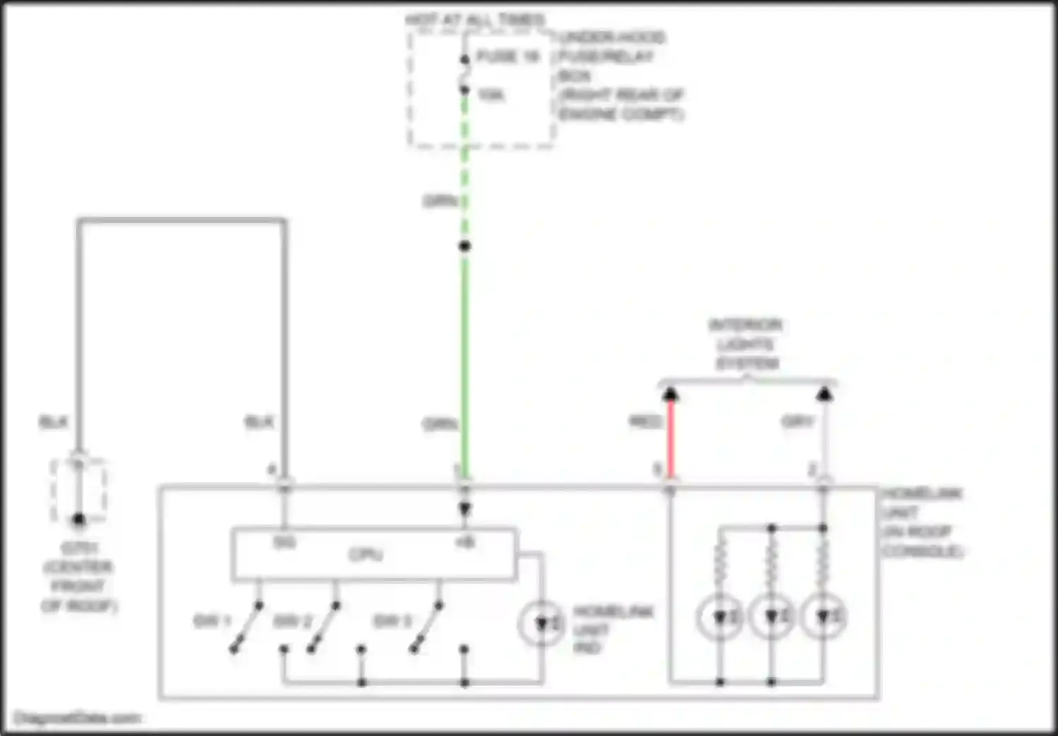 Wiring diagram homelink unit ind for Honda Odyssey V (2013-2017) (1 of 1)