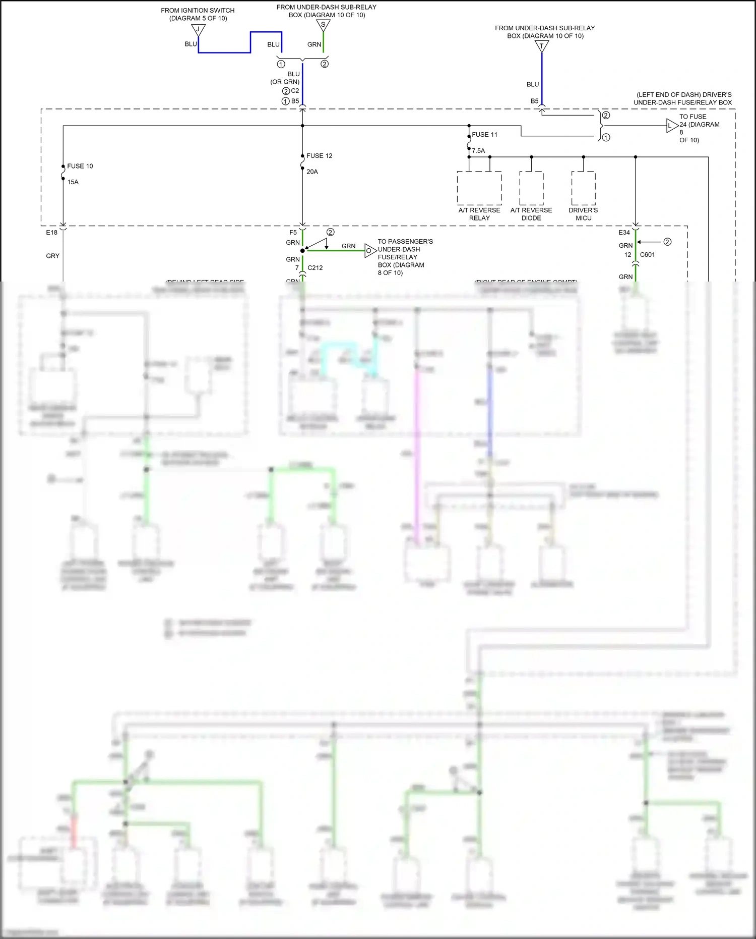 Wiring diagram left bsi radar unit for Honda Odyssey V (2013-2017) (4 of 4)