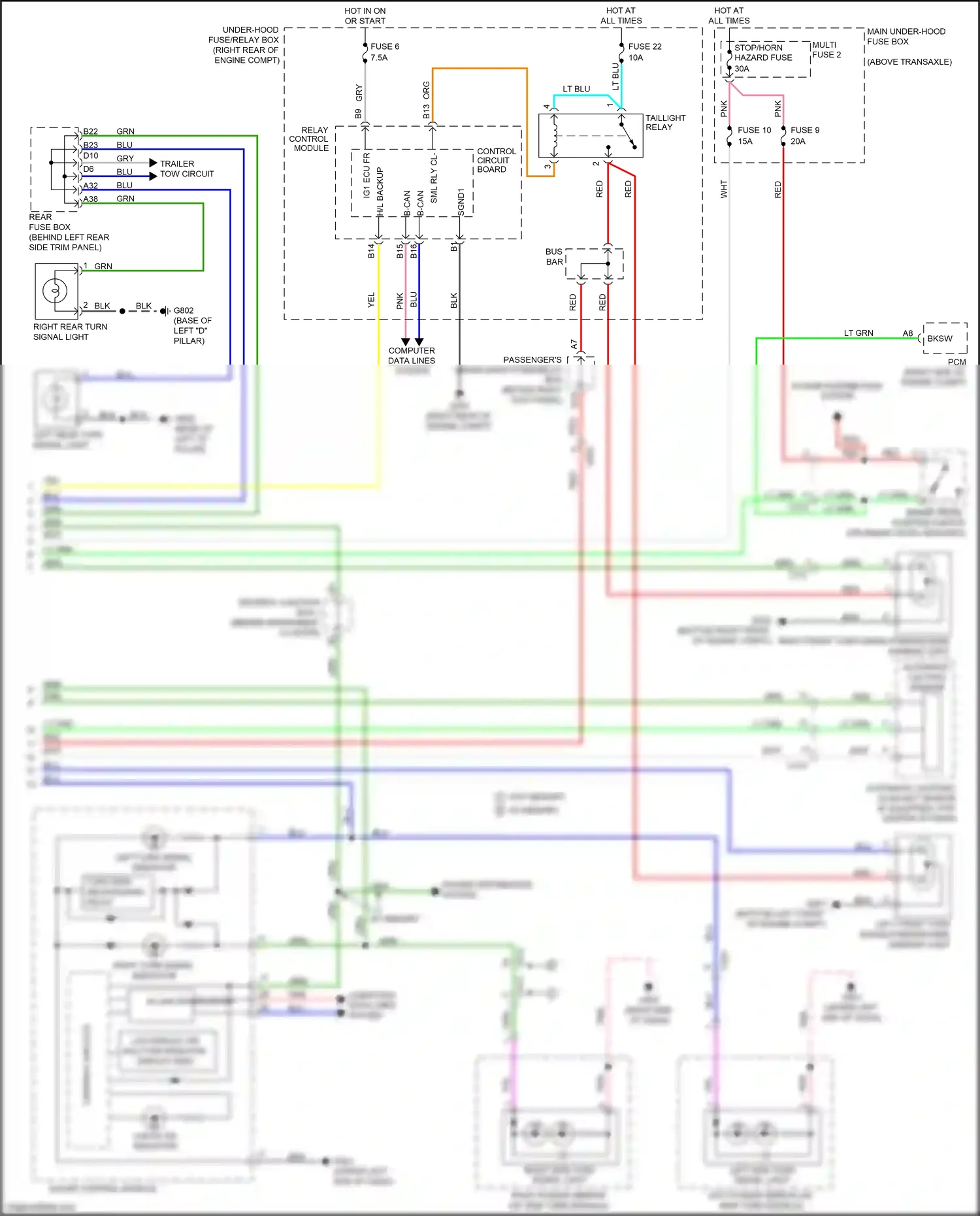 Wiring diagram left side turn signal light for Honda Odyssey V (2013-2017) (1 of 3)