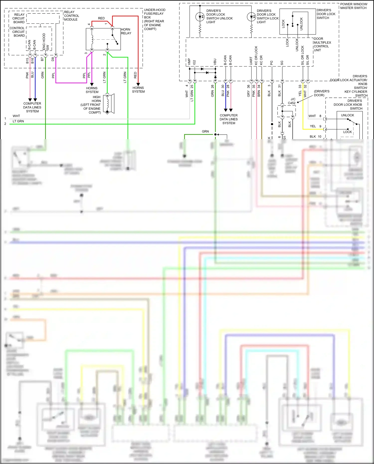 Wiring diagram low horn for Honda Odyssey V (2013-2017) (1 of 3)