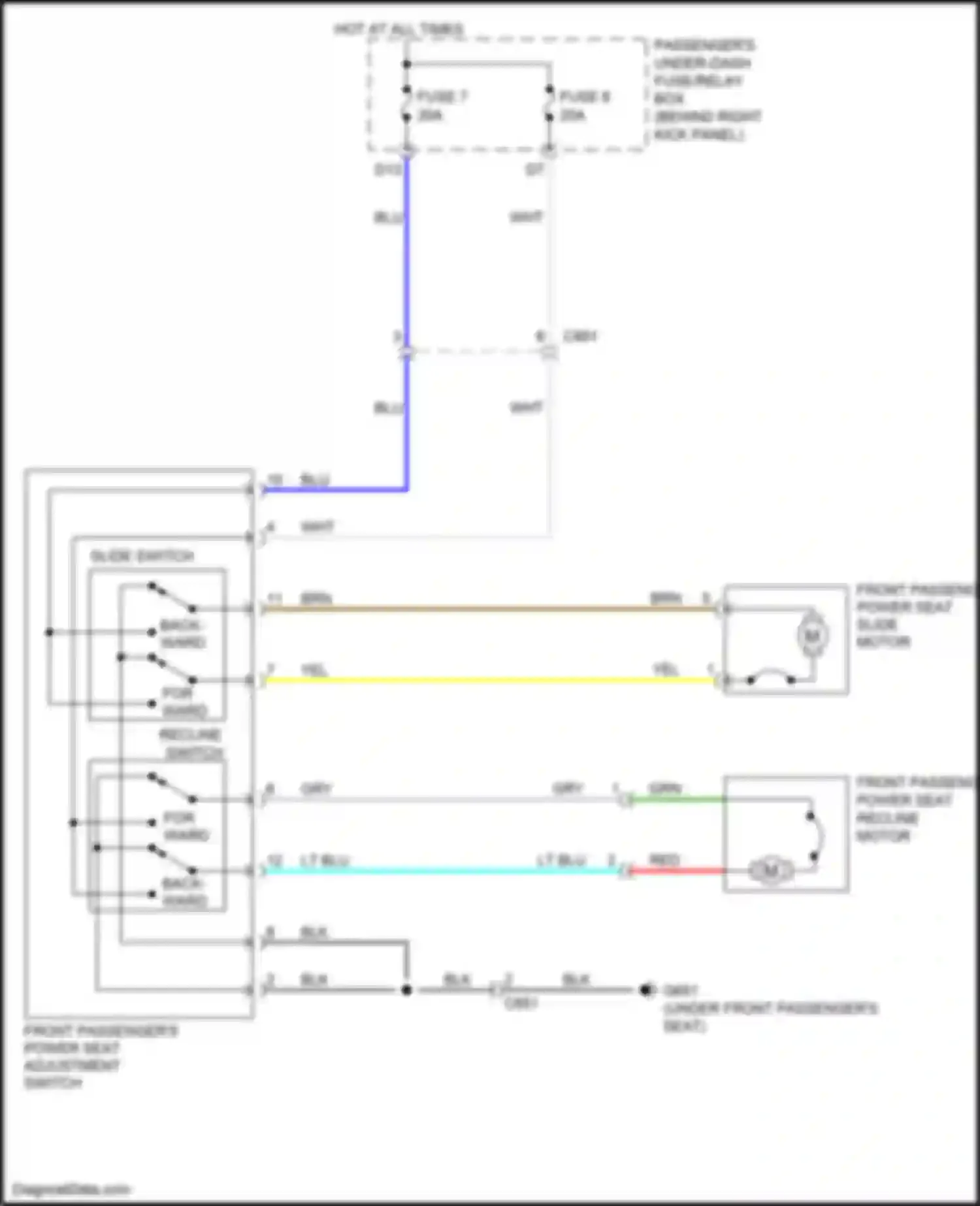 Wiring diagram slide switch for Honda Odyssey V (2013-2017) (2 of 2)