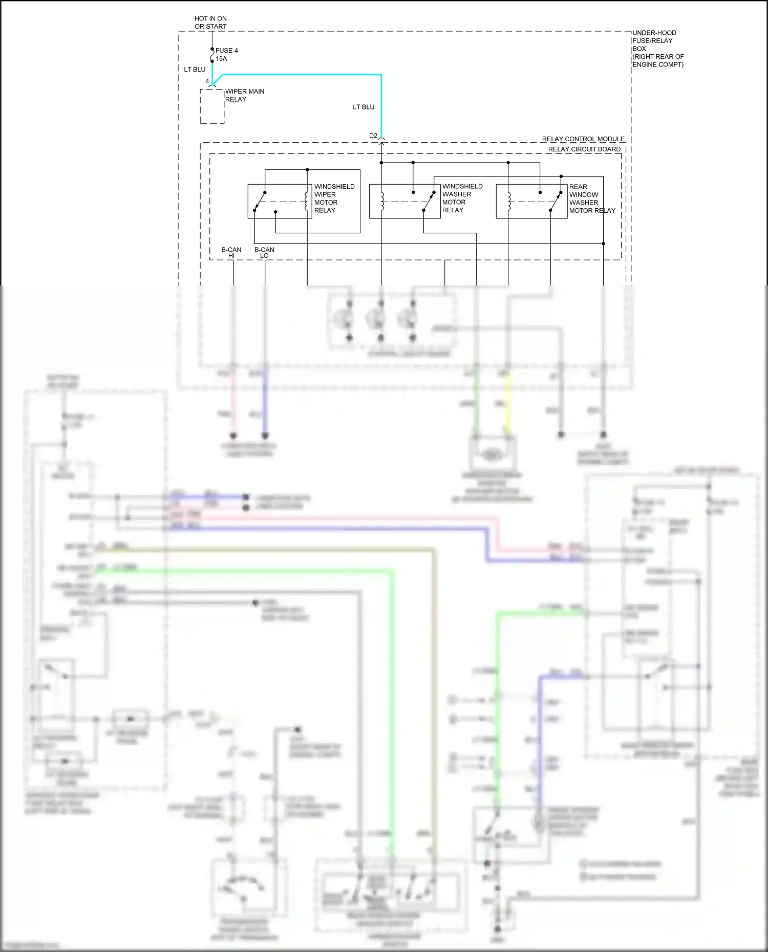 Wiring diagram wiper/washer switch for Honda Odyssey V (2013-2017) (1 of 2)