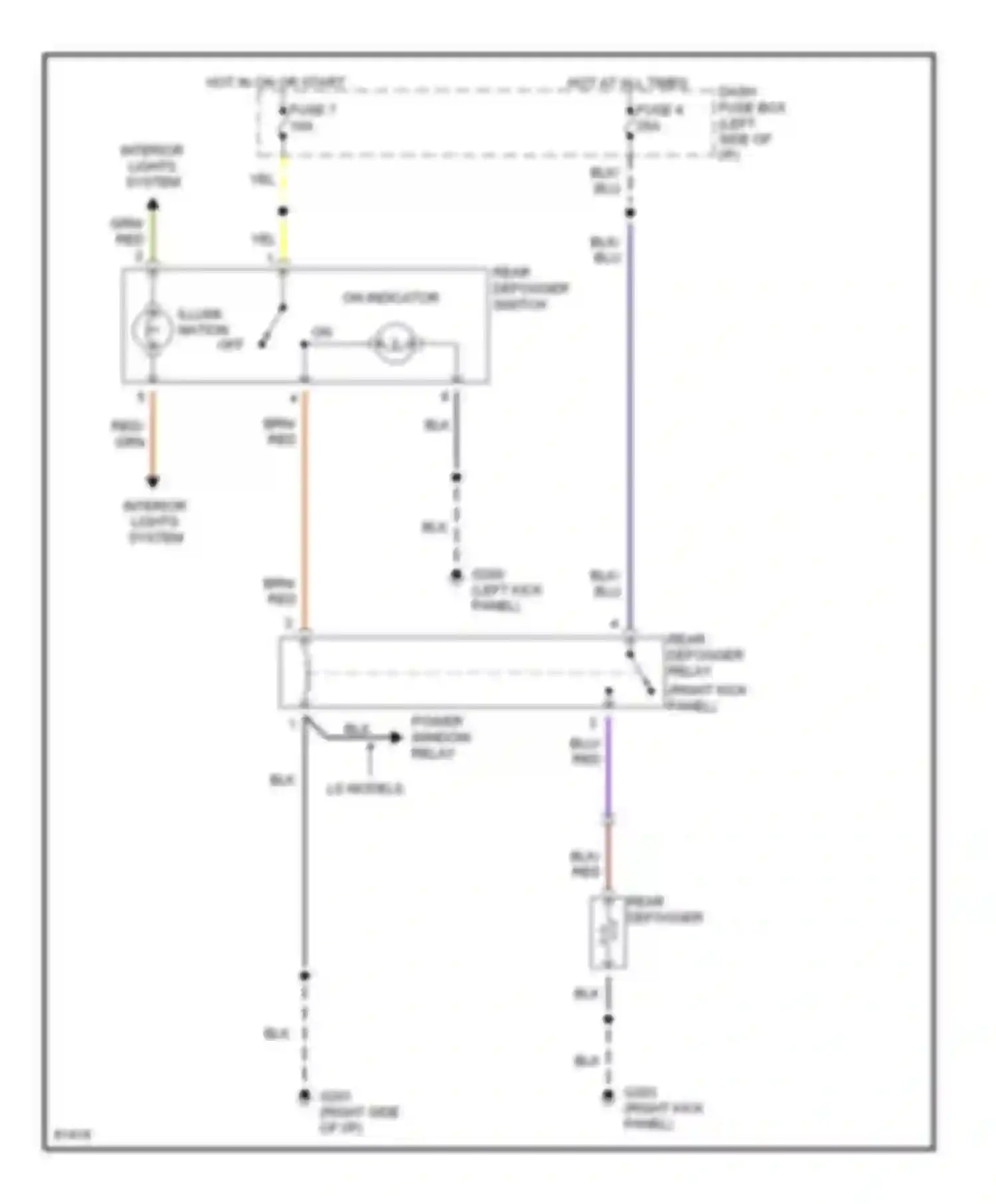 Passport Honda I (1993-1997): Defogger circuit, early production