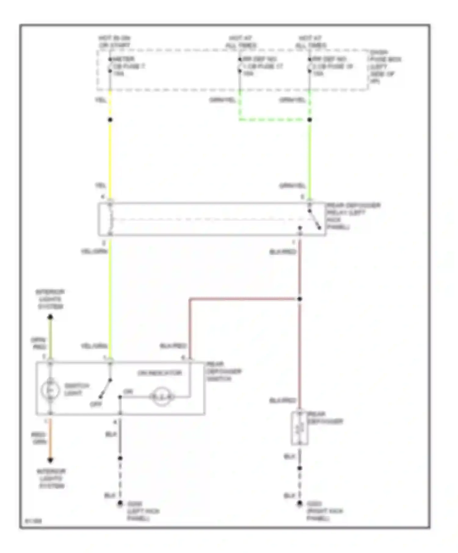 Passport Honda I (1993-1997): Defogger circuit, late production