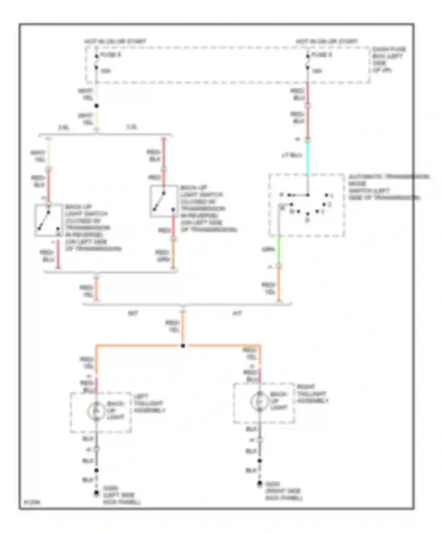Passport Honda I (1993-1997): Backup lamps circuit, early production