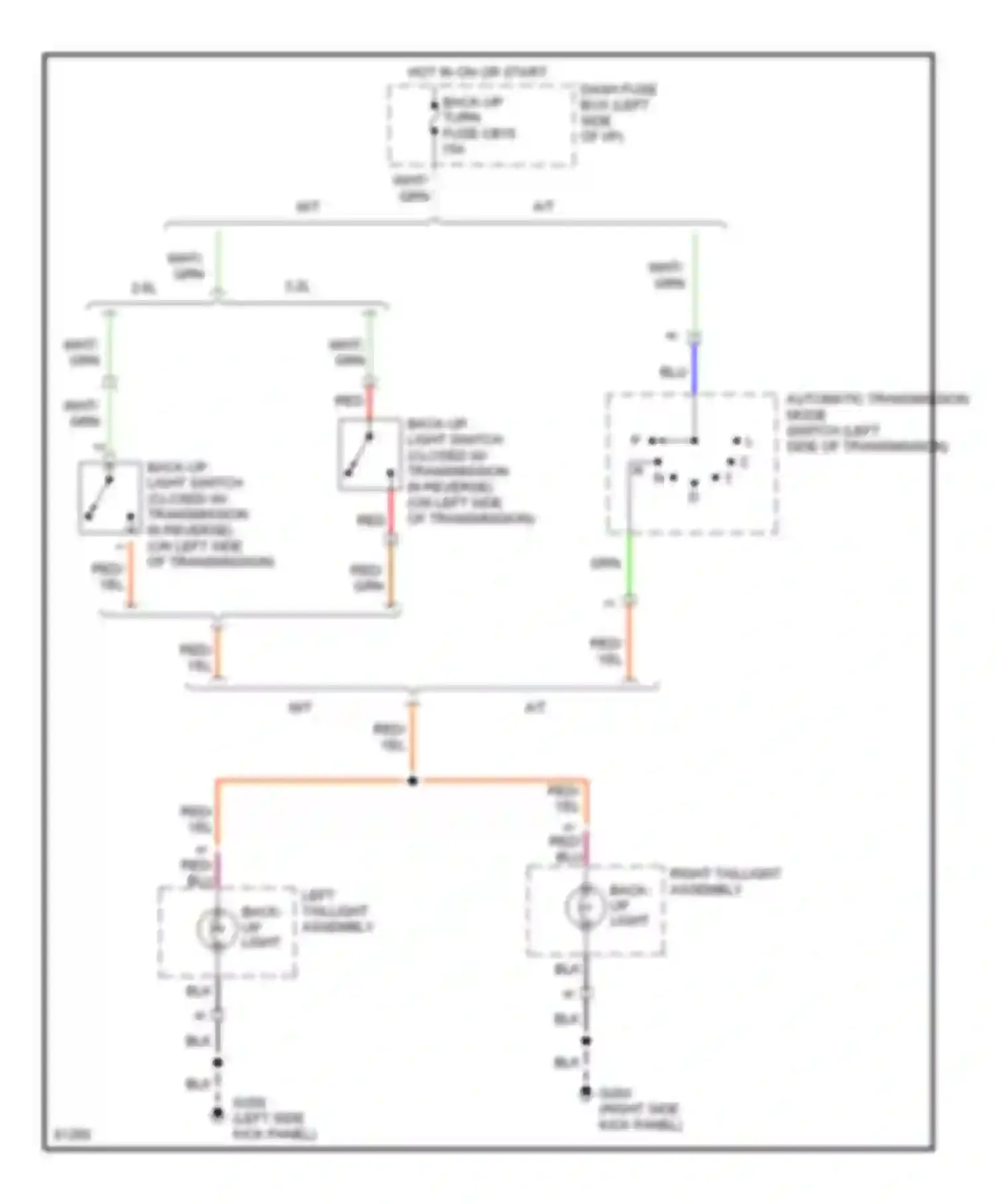Passport Honda I (1993-1997): Backup lamps circuit, late production