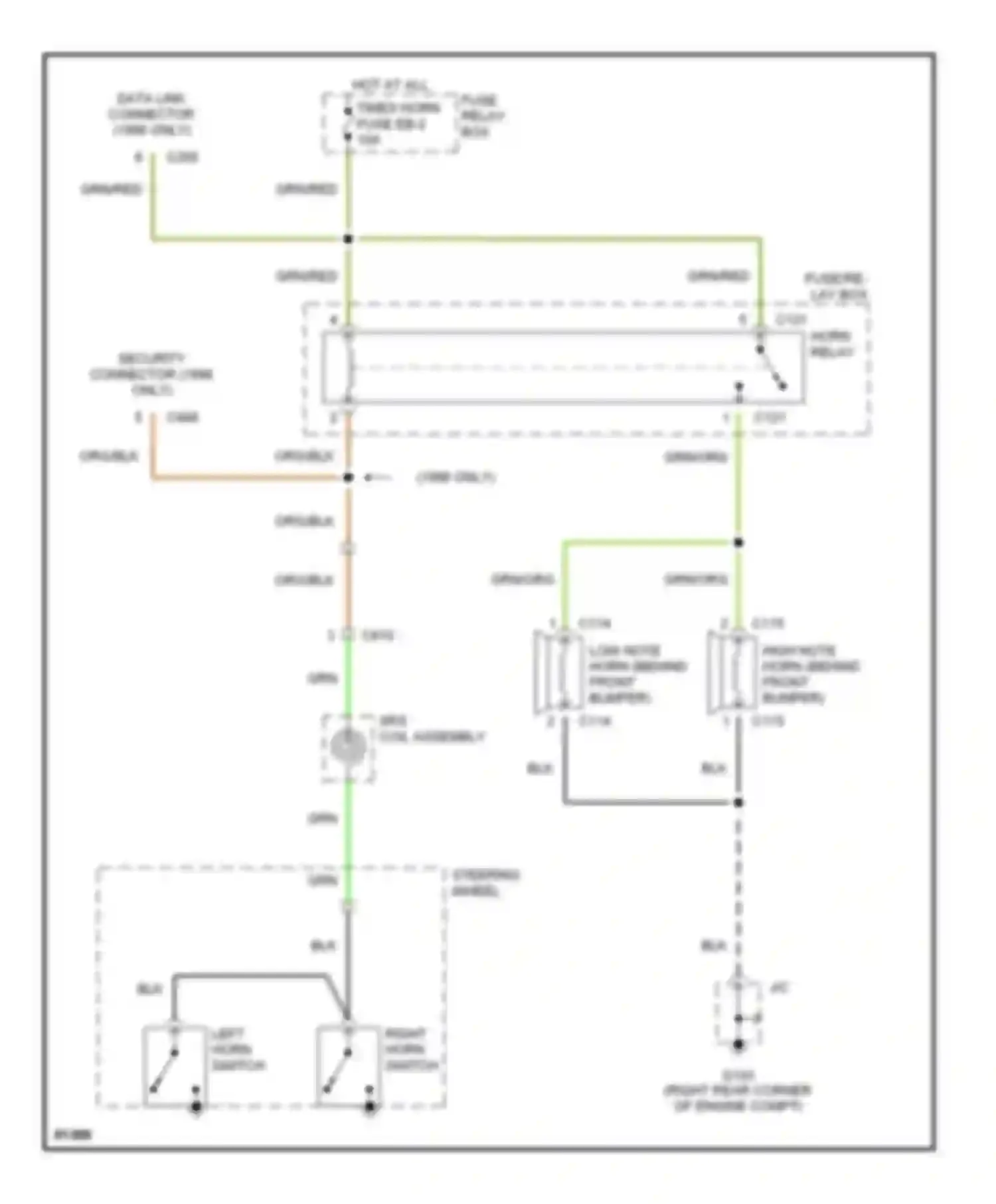 Passport Honda I (1993-1997): Horn circuit, late production