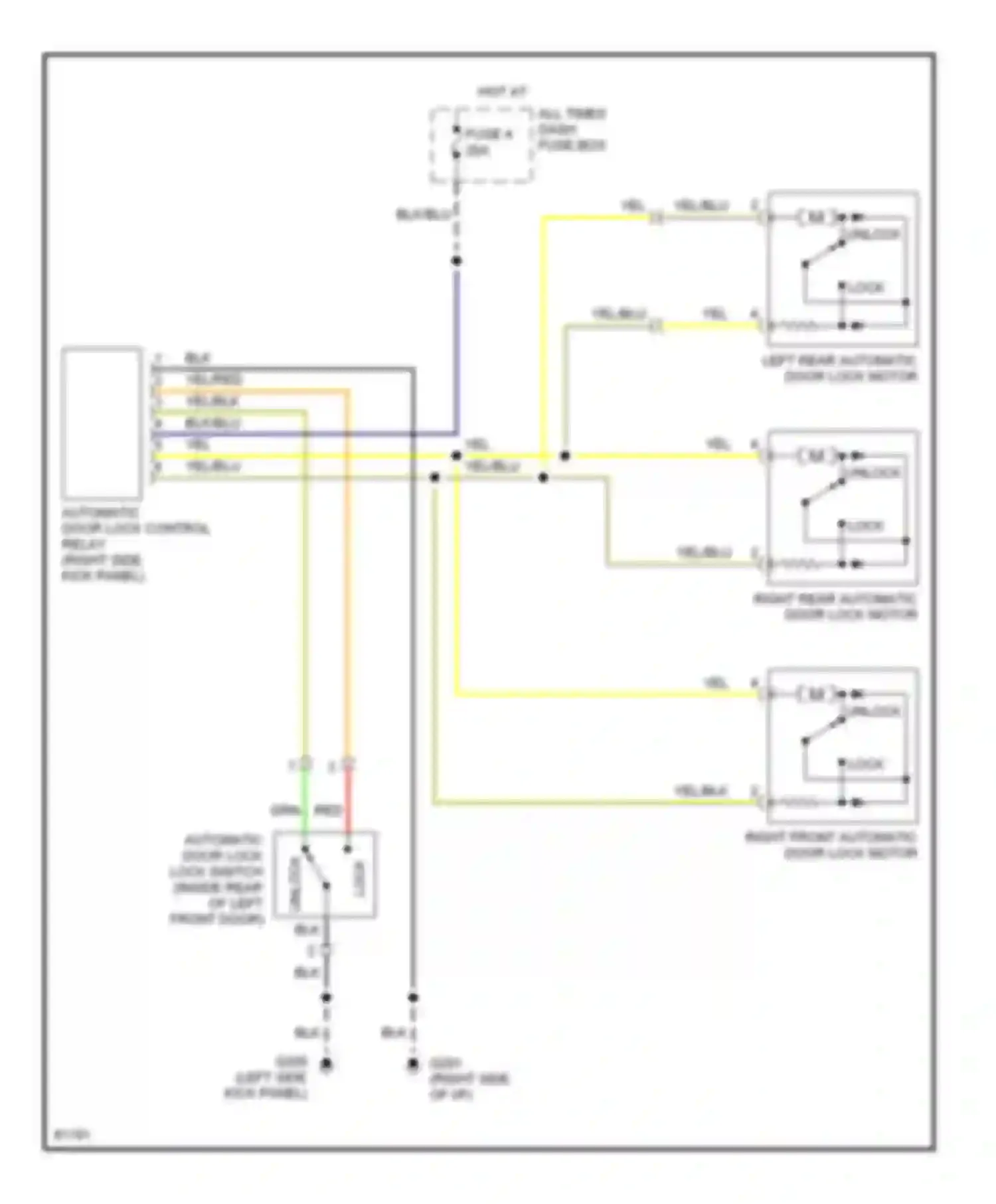 Passport Honda I (1993-1997): Power door lock circuit, early production