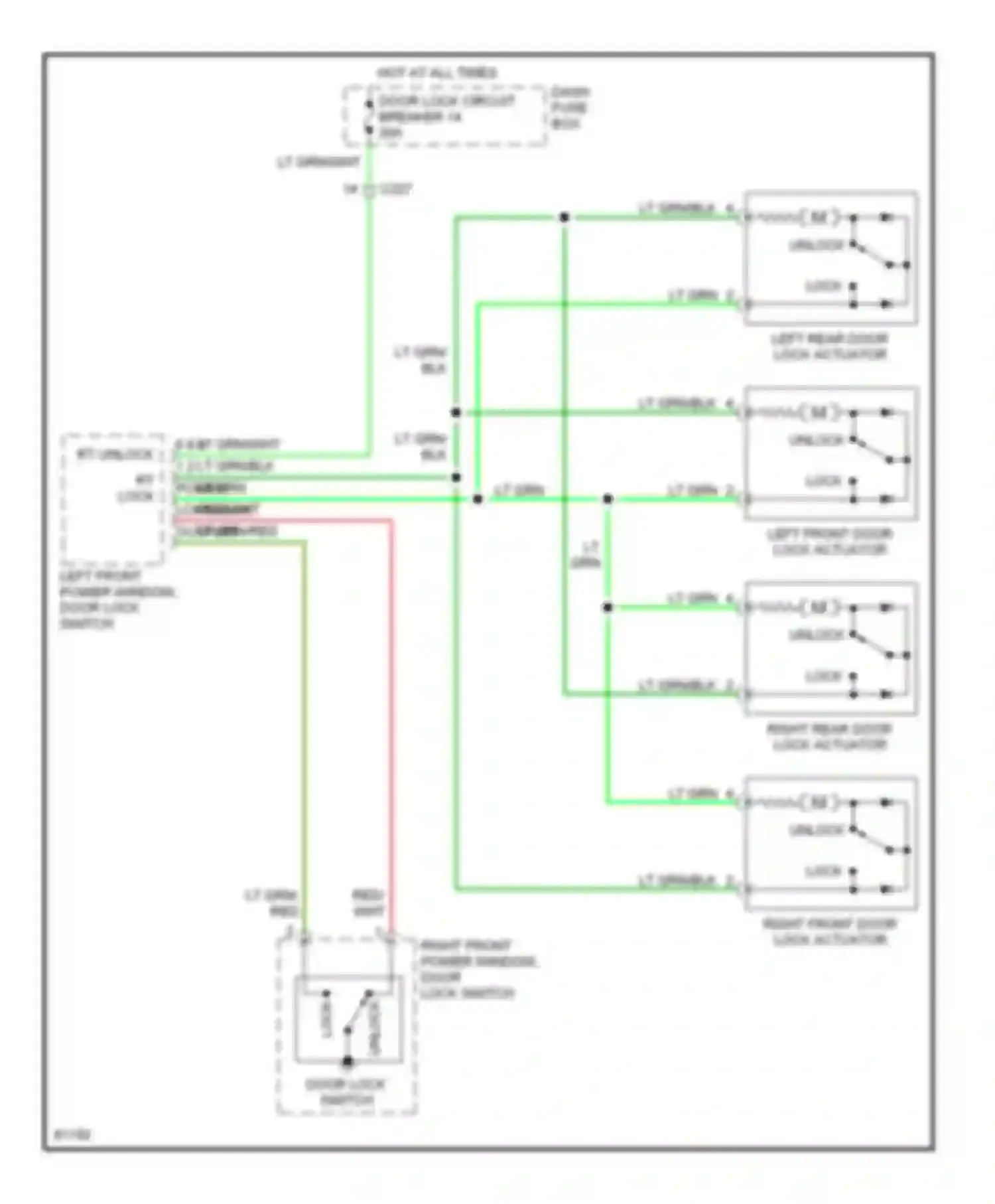 Passport Honda I (1993-1997): Power door lock circuit, late production