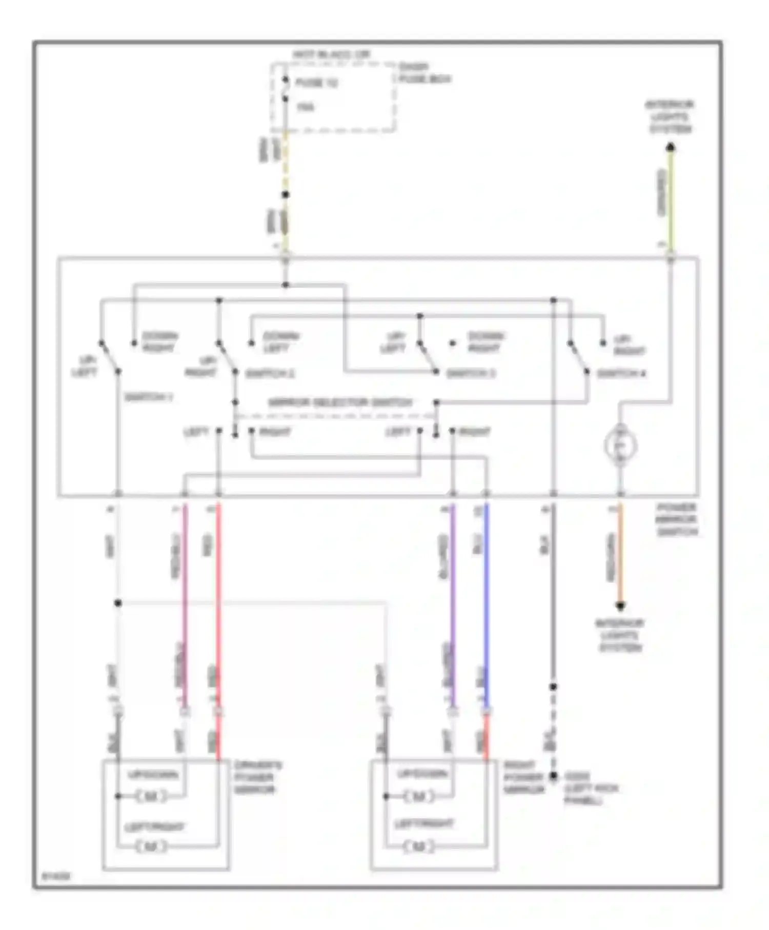 Passport Honda I (1993-1997): Power mirror circuit, early production